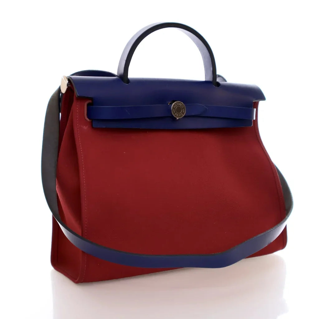 AUCTION Hermes Herbag 31 Rouge Grenat Canvas