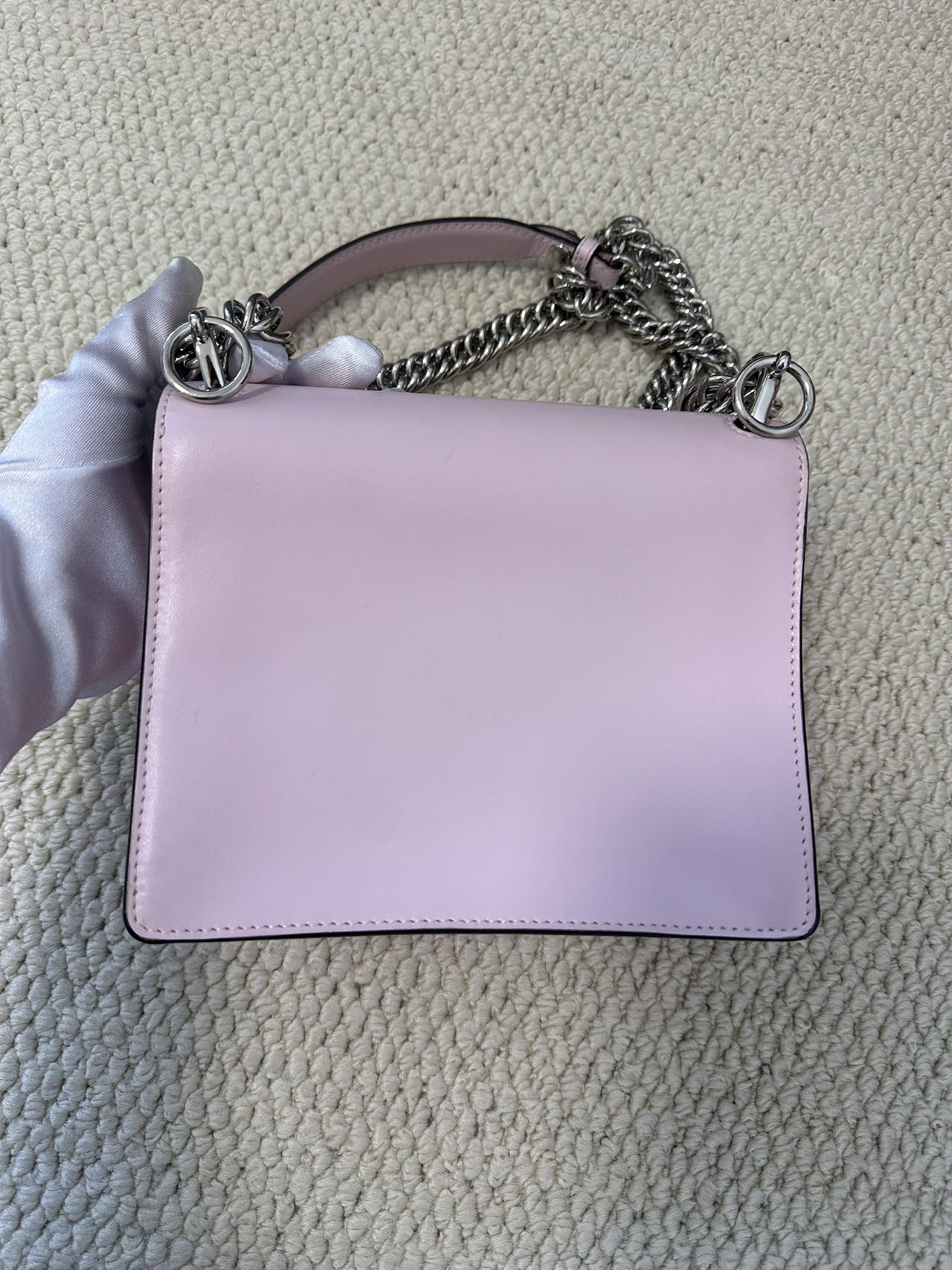 Fendi Kan I Small Light Pink Leather Shoulder Bag