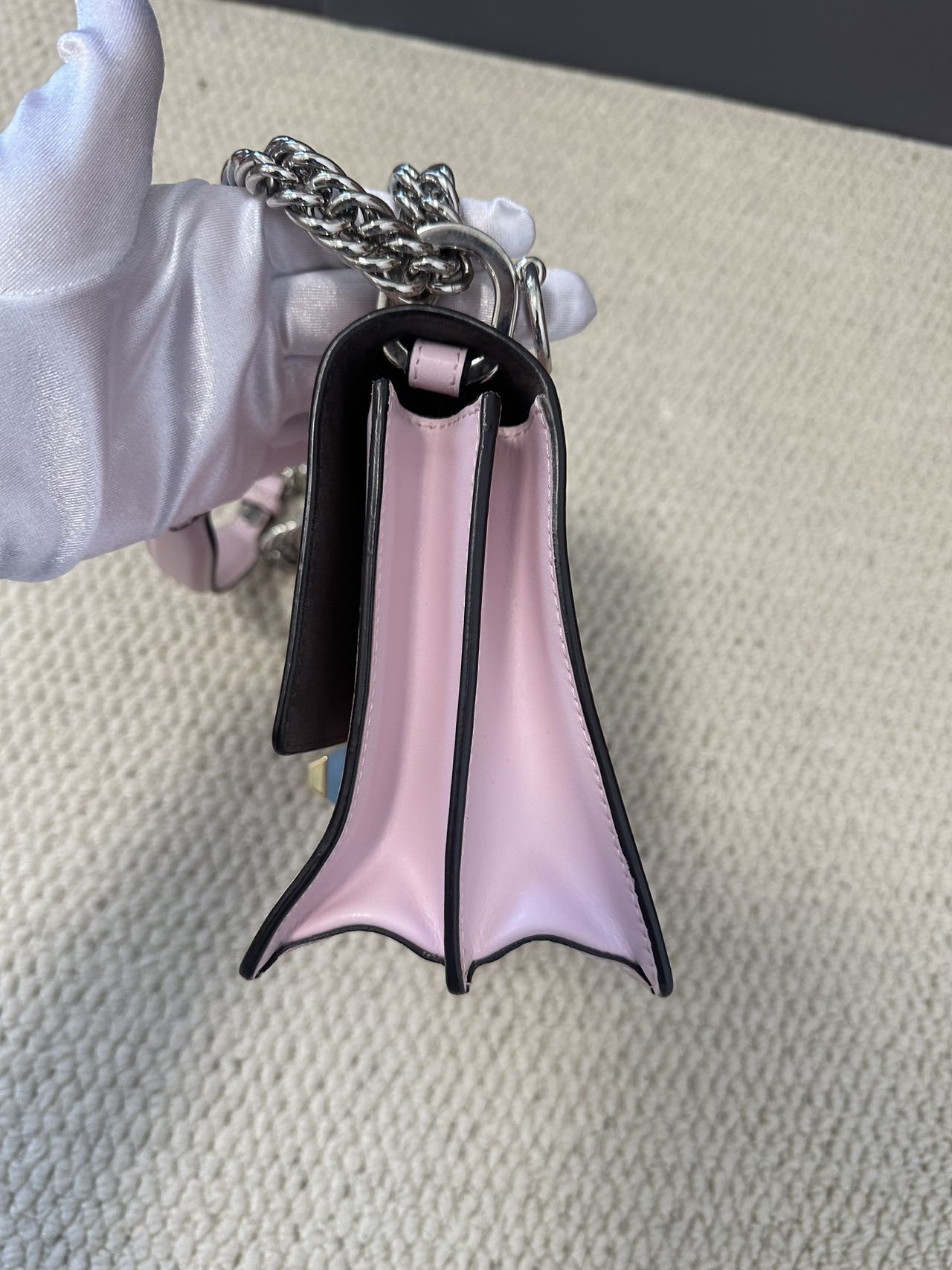 Fendi Kan I Small Light Pink Leather Shoulder Bag