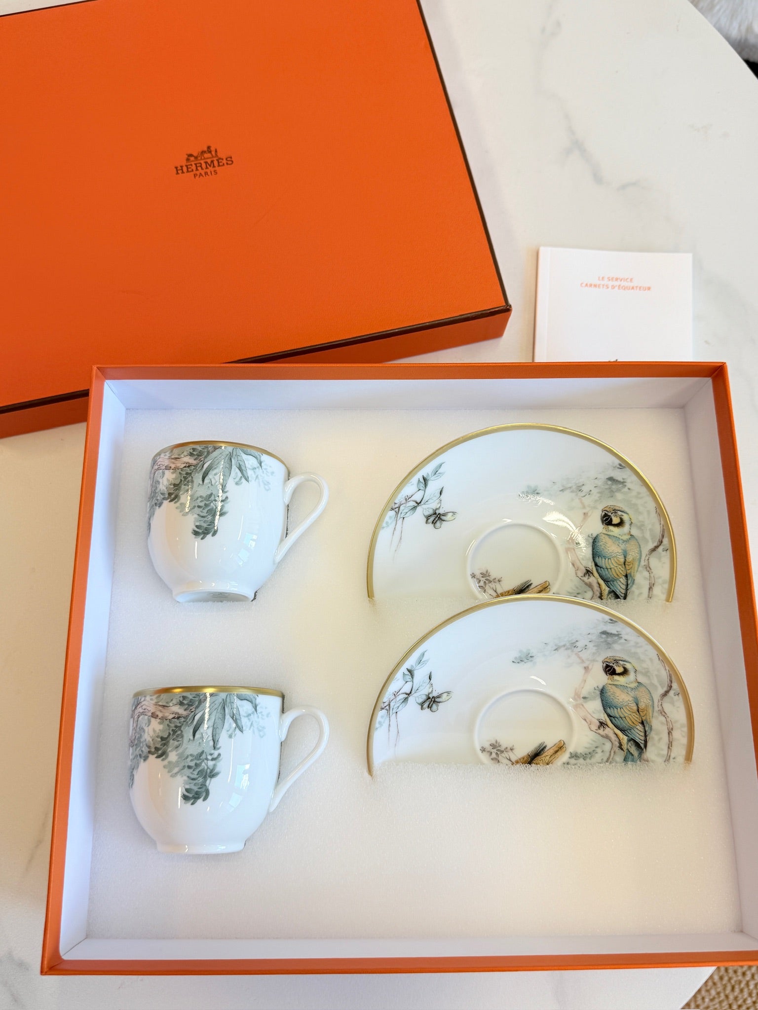 Hermès "Carnets d'Equateur" Coffee Cup & Saucer Set