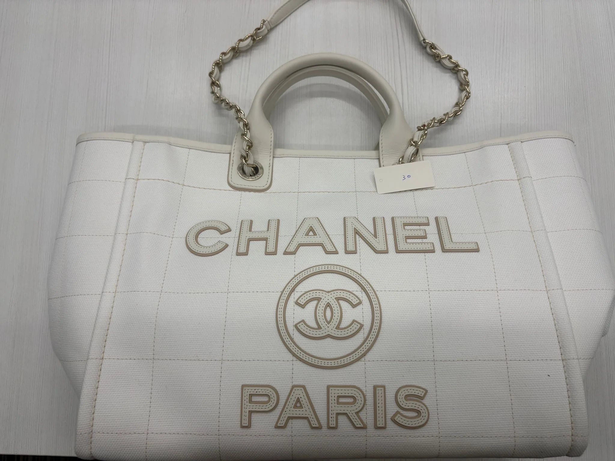 CHANEL White Canvas Bag PO1PB0P5 BK30