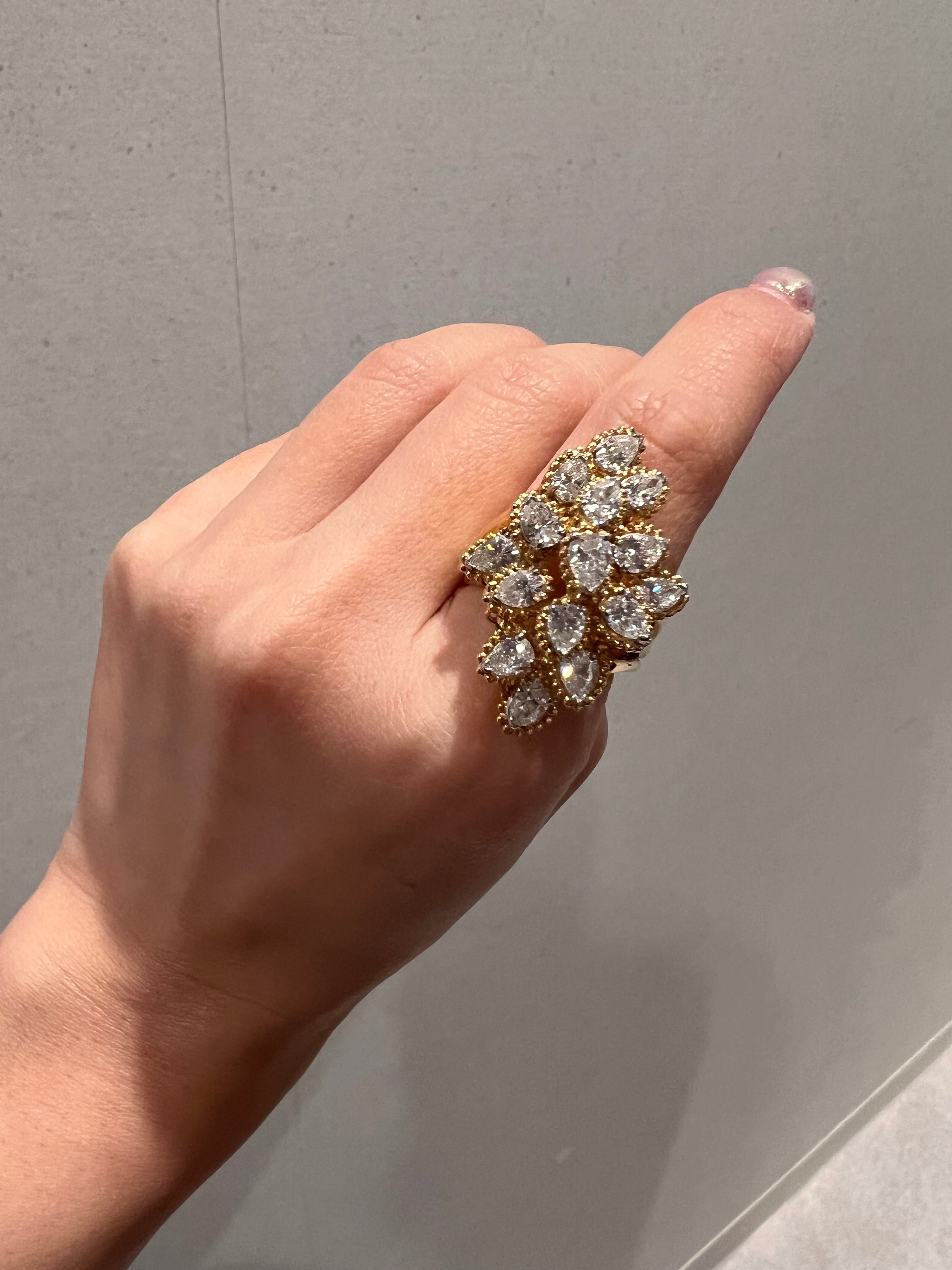 Oscar Heyman Vintage Diamond Cluster Ring 18K YG SKCJ-017960