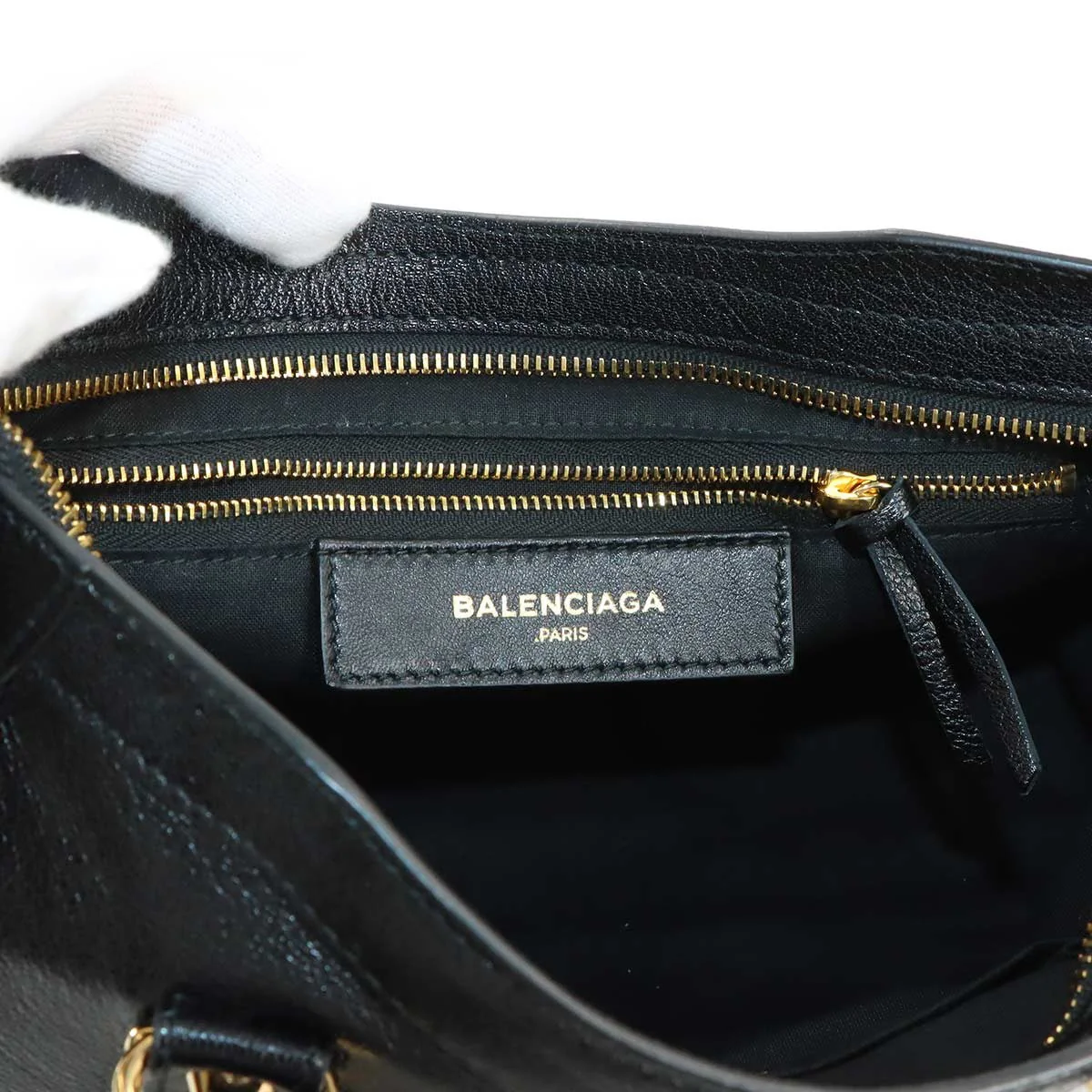 BALENCIAGA Metallic Edge City Hand Shoulder Bag Leather Black 432831 903174177