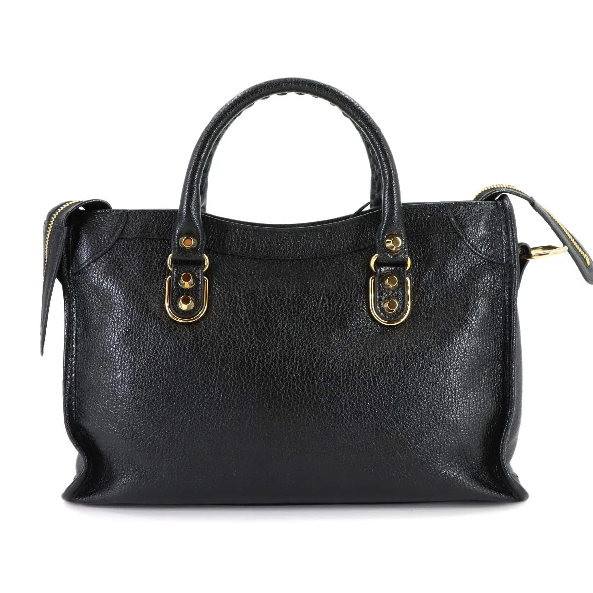 BALENCIAGA Metallic Edge City Hand Shoulder Bag Leather Black 432831 903174172