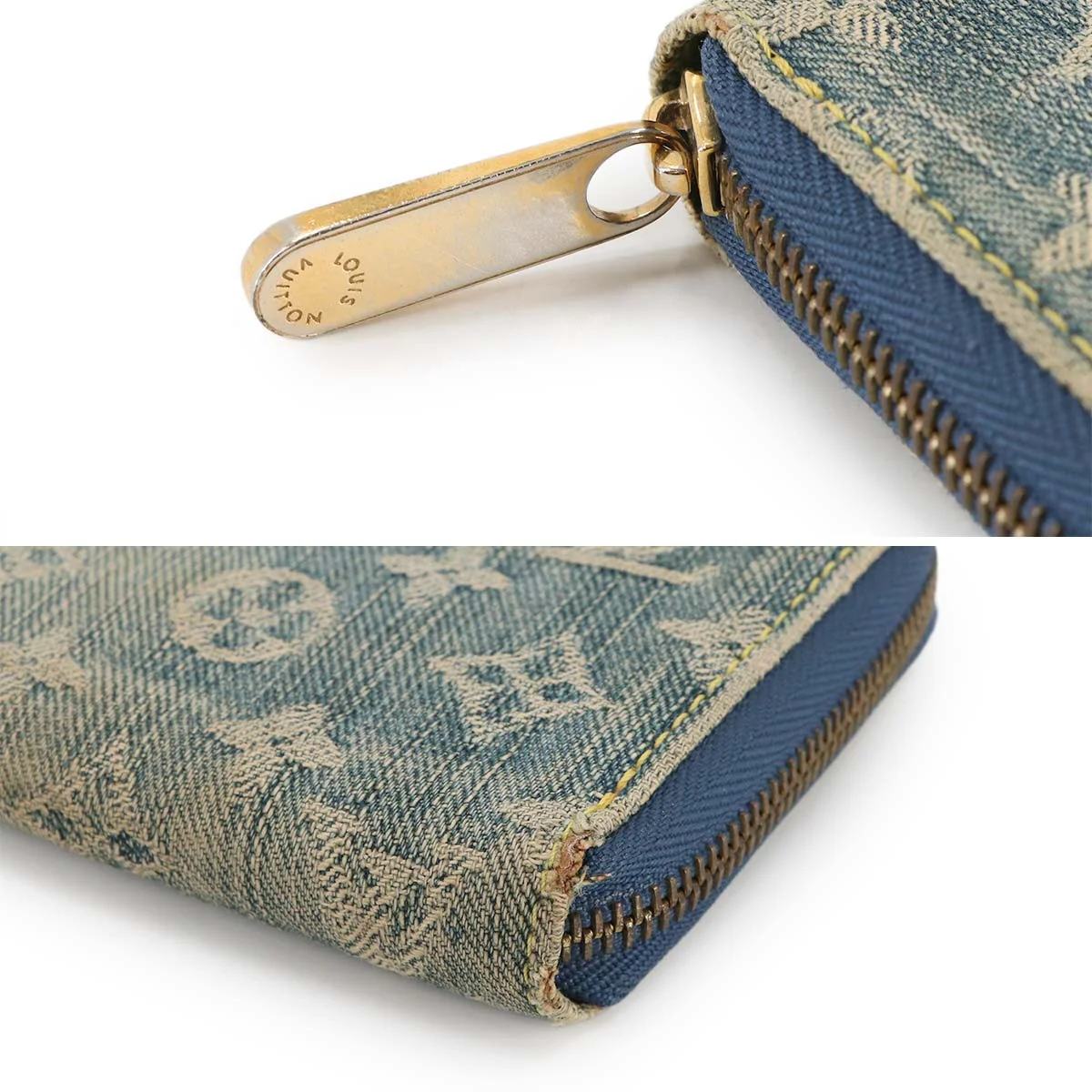 LOUIS VUITTON Monogram Denim Zippy Wallet Blue M95341 903130959