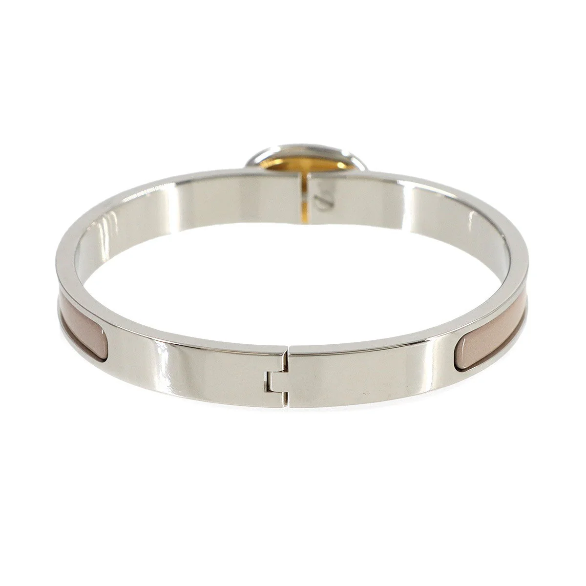 HERMES Mini Clic Chaine d'Ancre Bangle Bracelet Marron Glace Silver 903151152