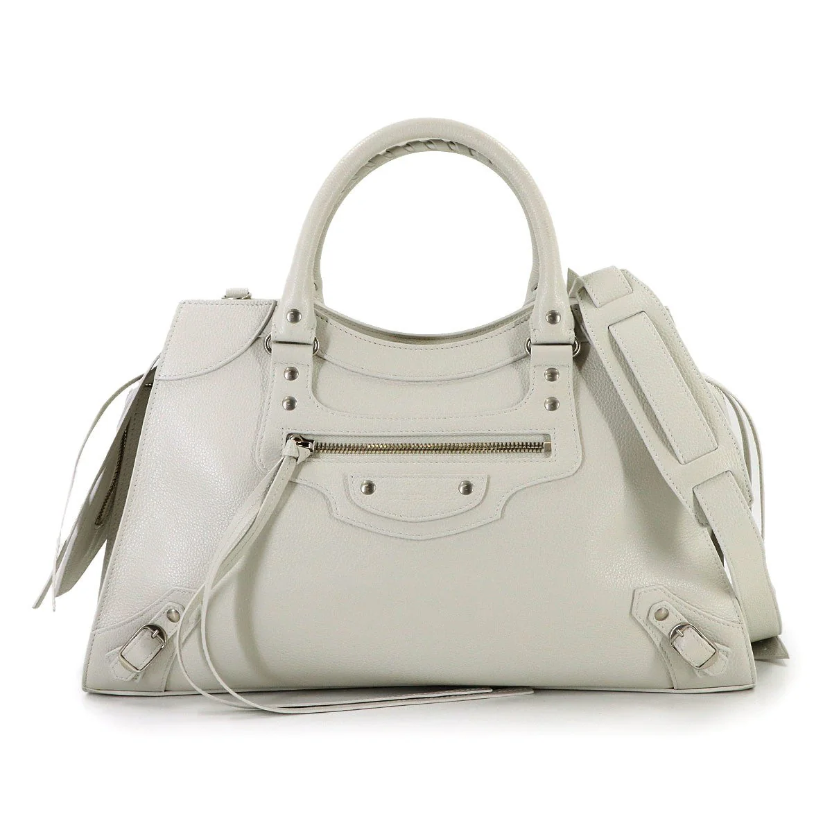 BALENCIAGA Neo Classic City Medium Hand Shoulder Bag 638470 White Purse 903179940