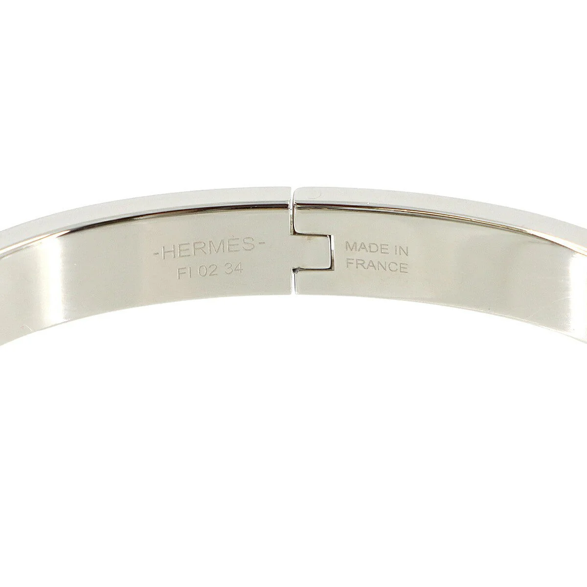 HERMES Mini Clic Chaine d'Ancre Bangle Bracelet Marron Glace Silver 903151154