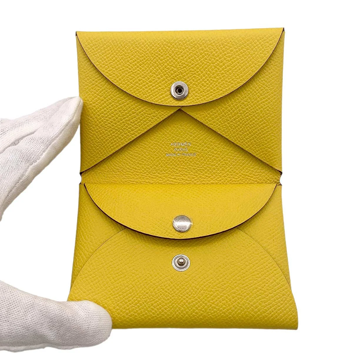 HERMES Calvi Duo Card Case Epsom Jaune de Naples Accessory 903188975