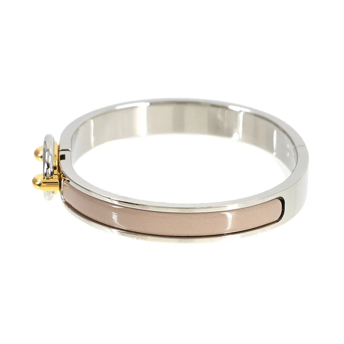 HERMES Mini Clic Chaine d'Ancre Bangle Bracelet Marron Glace Silver 903151153