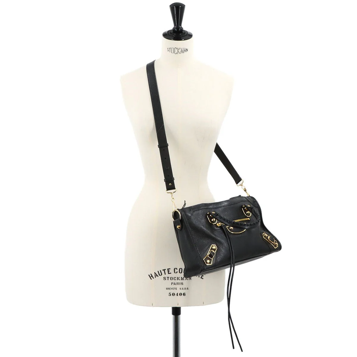 BALENCIAGA Metallic Edge City Hand Shoulder Bag Leather Black 432831 903174179