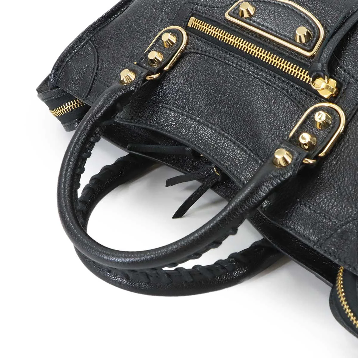 BALENCIAGA Metallic Edge City Hand Shoulder Bag Leather Black 432831 903174175