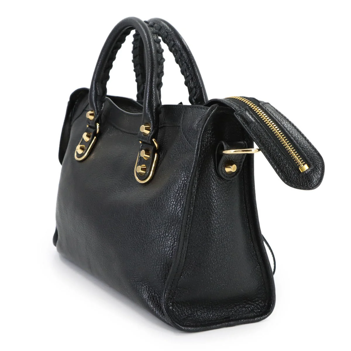 BALENCIAGA Metallic Edge City Hand Shoulder Bag Leather Black 432831 903174173