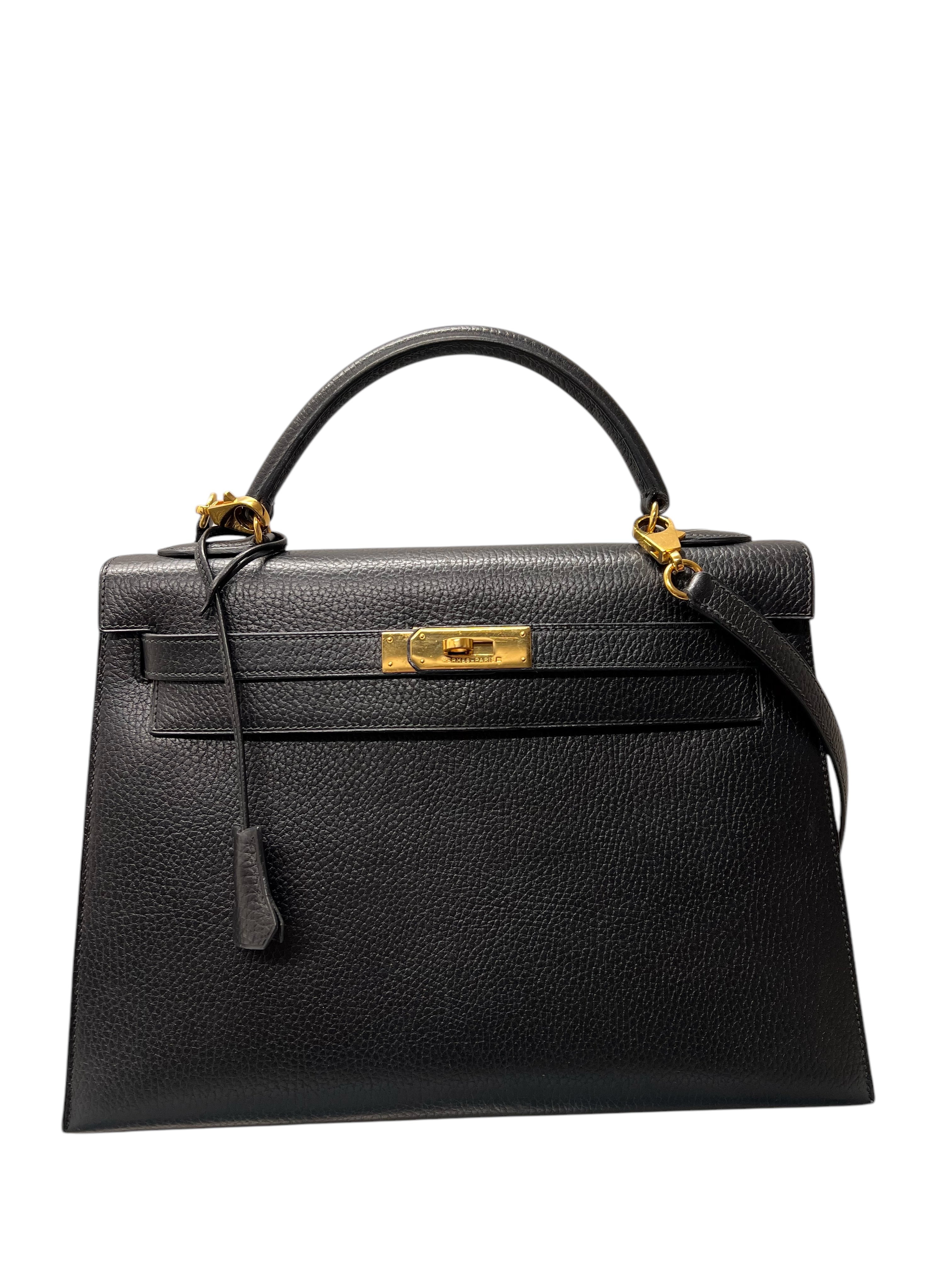 HERMES Kelly 32 Ardennes Black GHW B0907DF5WW