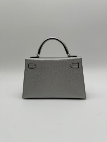 Hermès Mini Kelly Argent Chevre Palladium Hardware