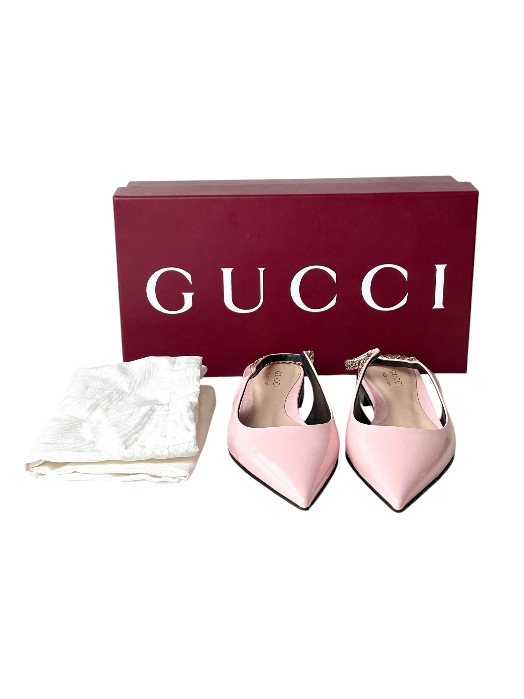 Gucci Pink Slingback Flat Shoe - size 37.5