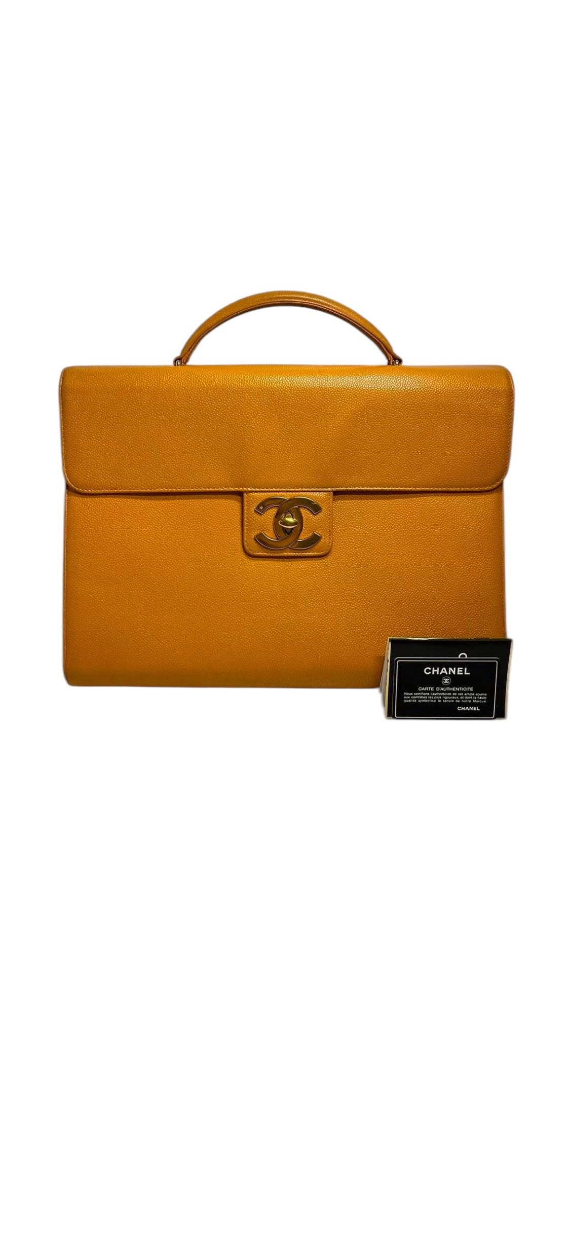 Chanel Vintage XL CC Briefcase Jaune Caviar GHW #5 #102101