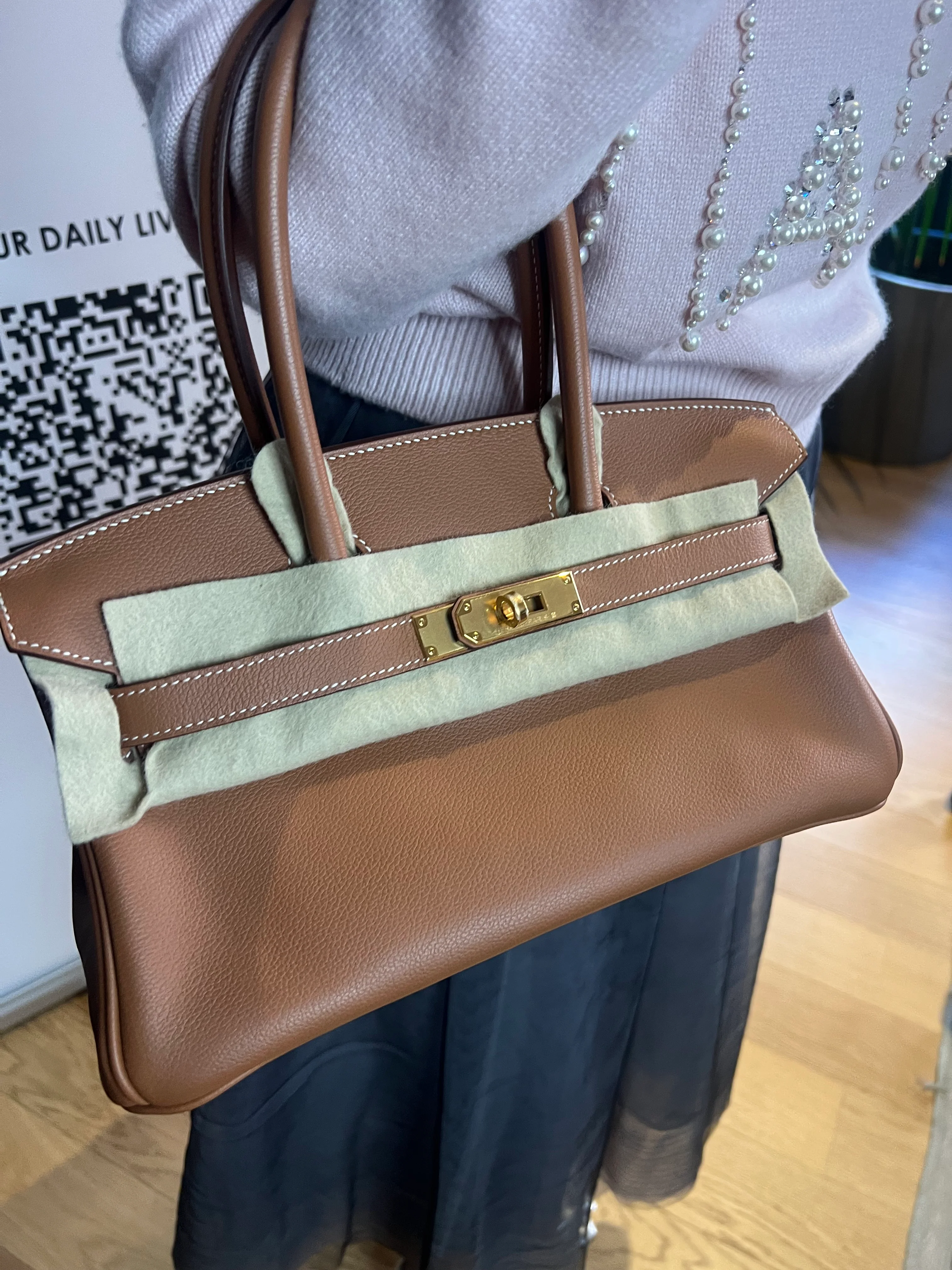 Hermes Birkin 29 Shoulder Gold GWH K Evercolor ALTC0763