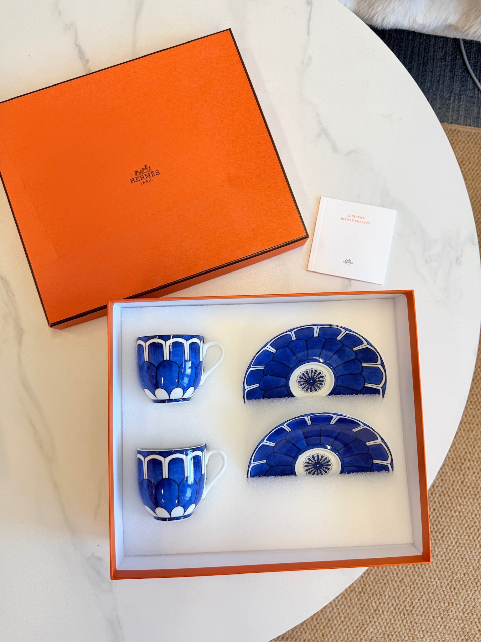 Hermès "Bleus d'Ailleurs" Coffee Cup & Saucer Set