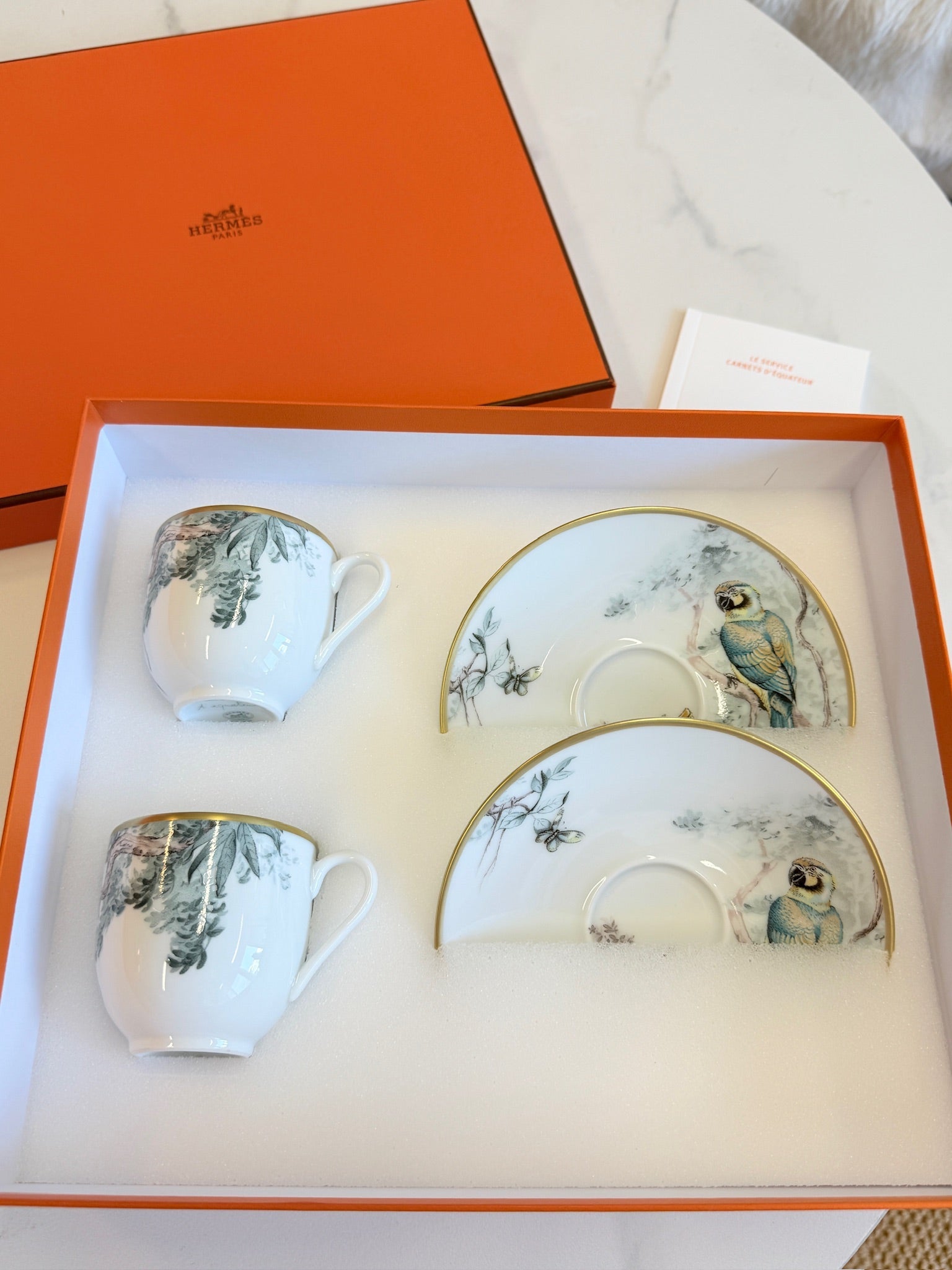 Hermès "Carnets d'Equateur" Coffee Cup & Saucer Set