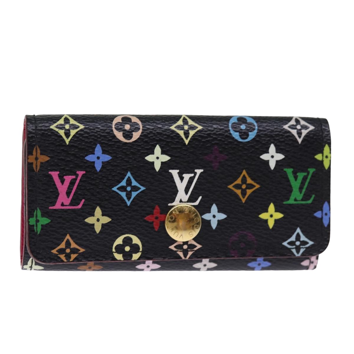 LOUIS VUITTON Monogram Multicolor Multicles 4 Key Case Black M93732 Auth 76935