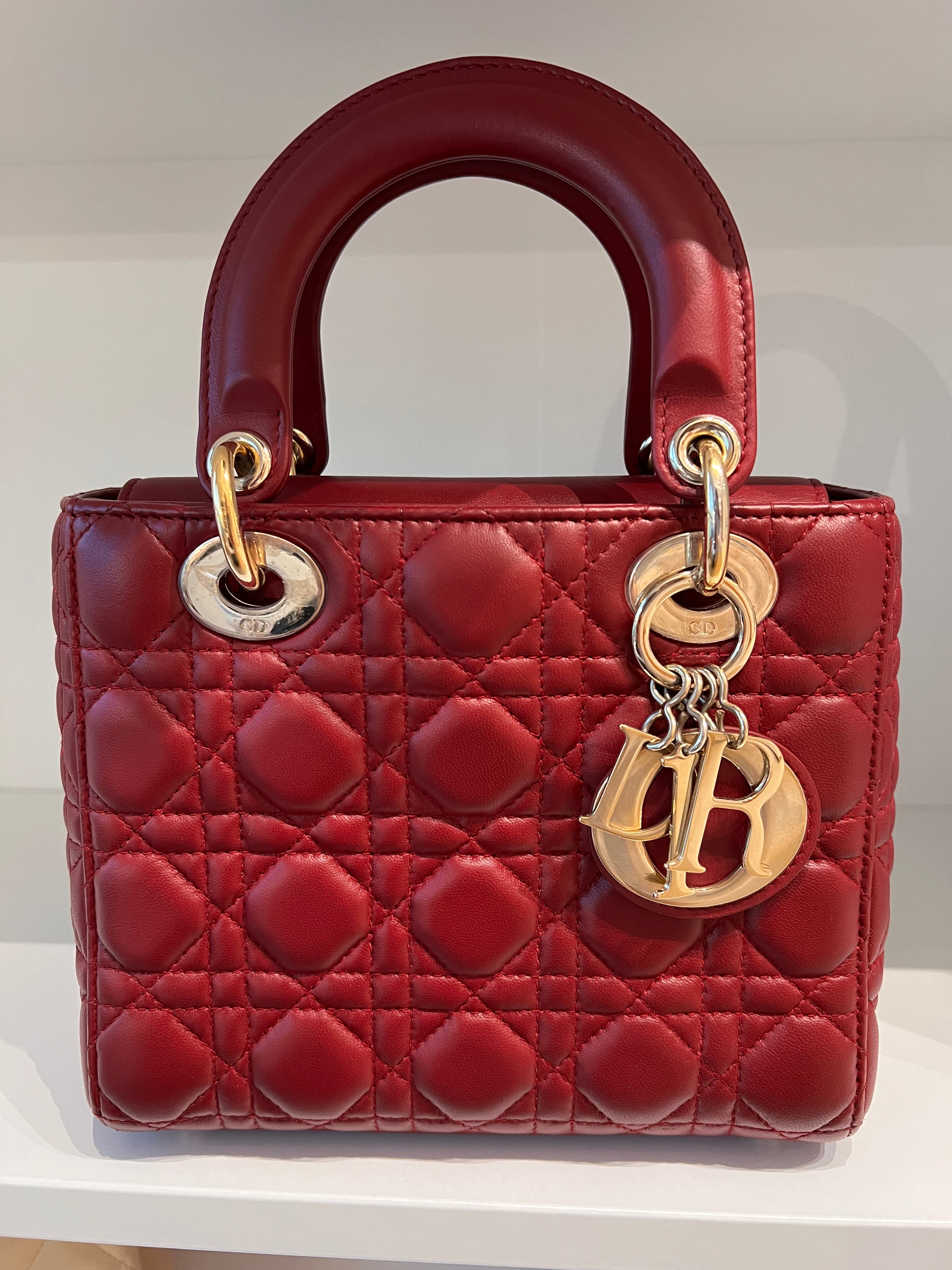 Lady Dior Small Burgundy Lambskin GHW SYCM273