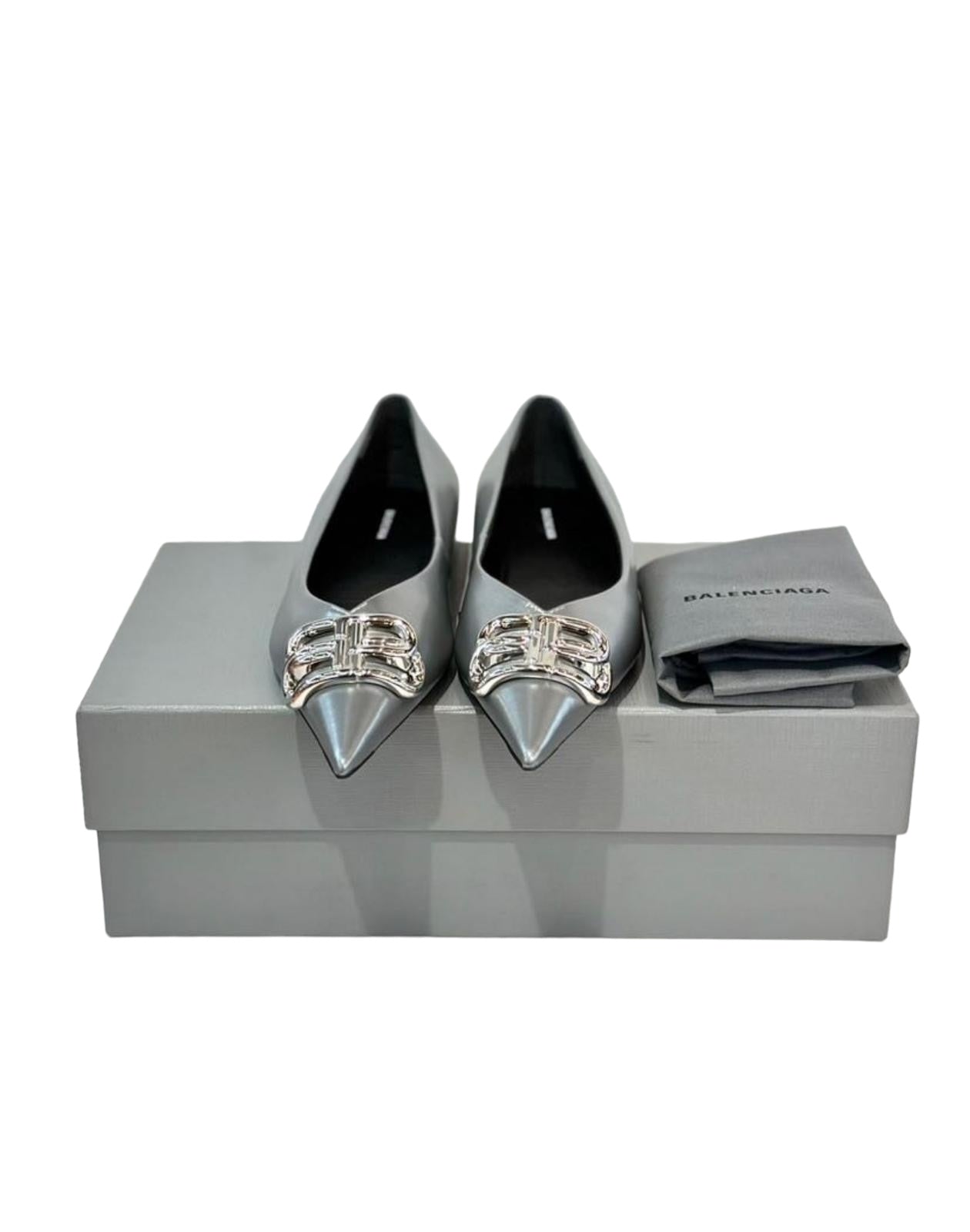 Balenciaga Silver Flat Shoes - 36.5