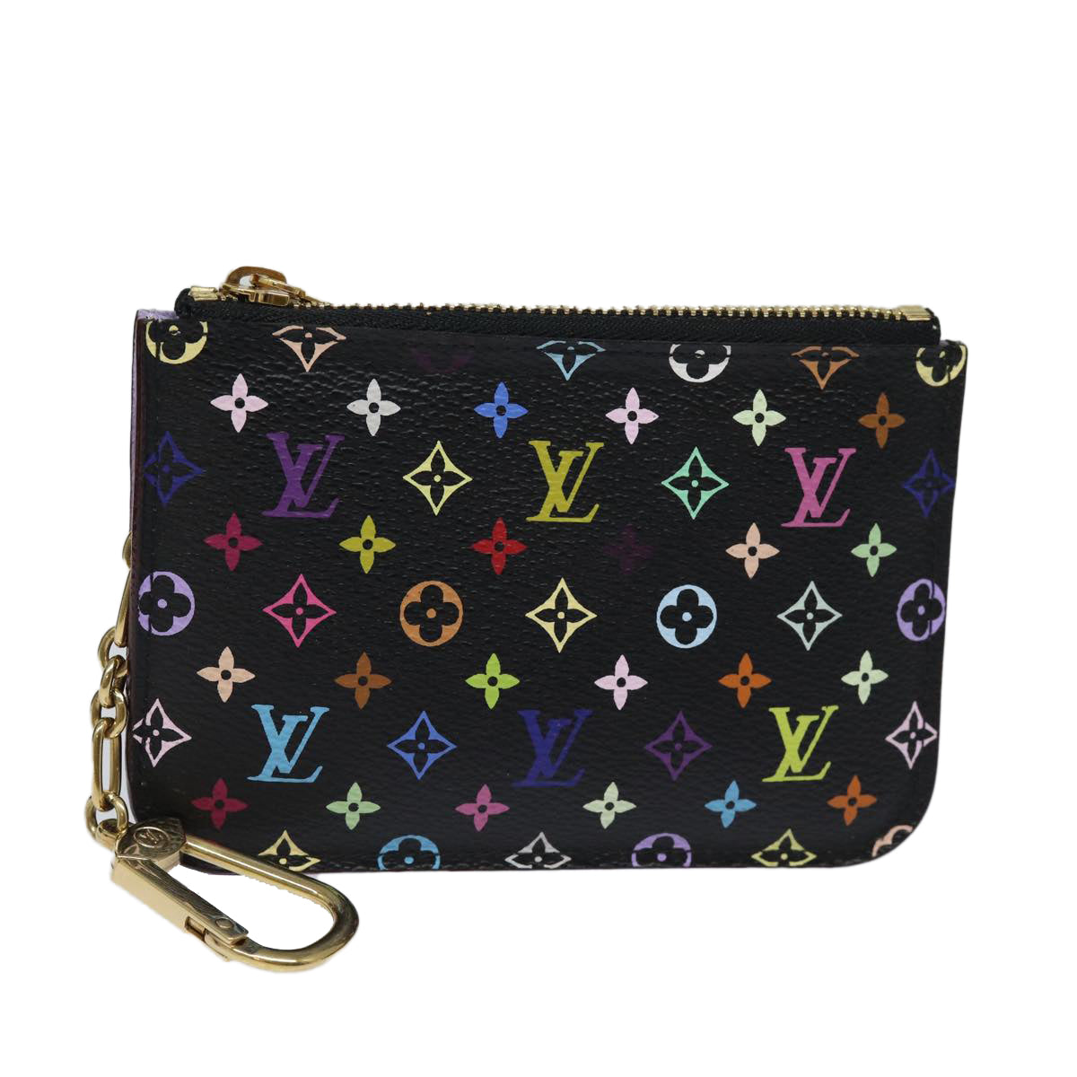 LOUIS VUITTON Multicolor Pochette Cles NM Coin Purse Black M60279 LV Auth 82479