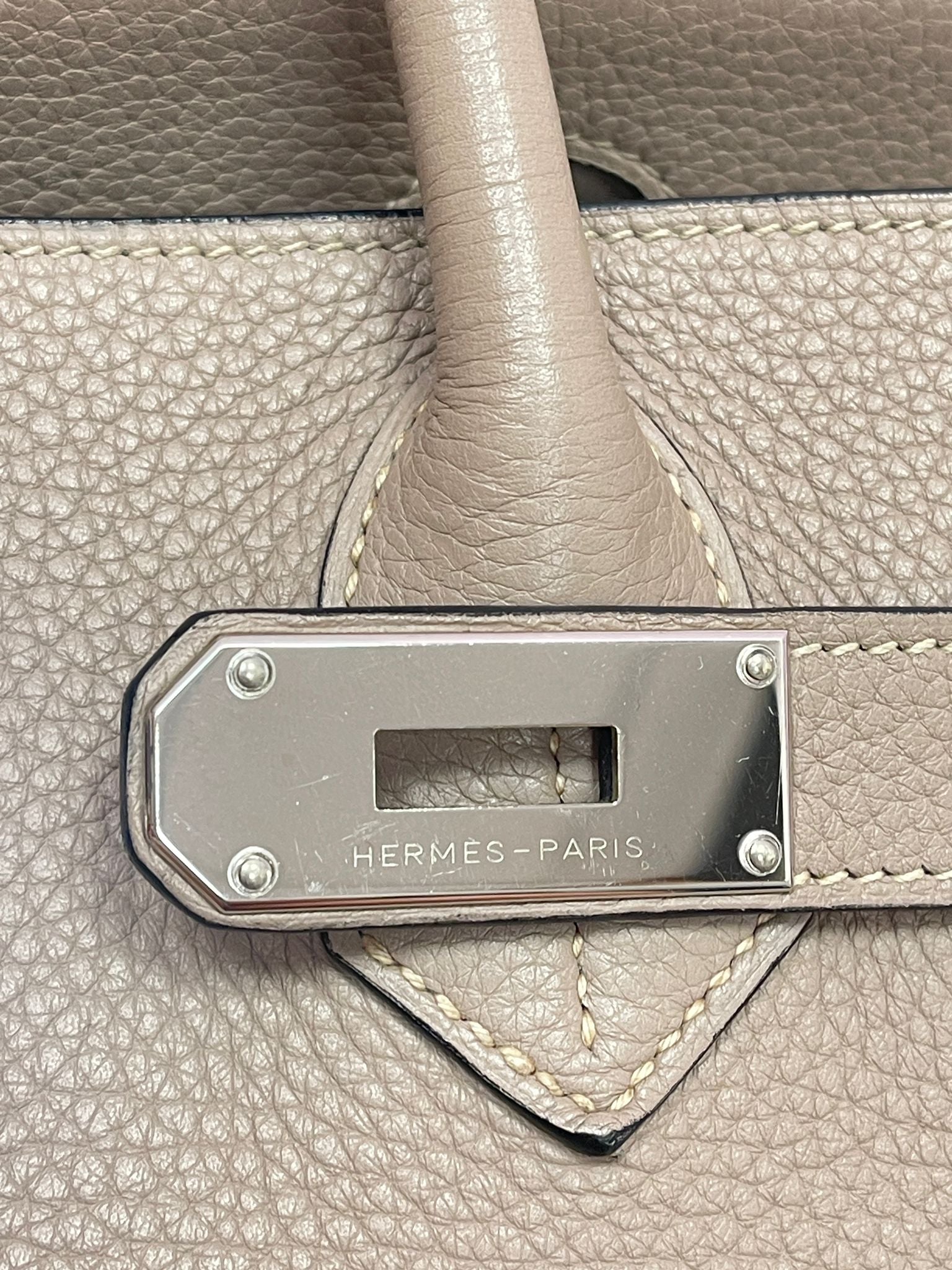 Hermès Shoulder Birkin Gris Tourterelle Clemence PHW #N SKC1765