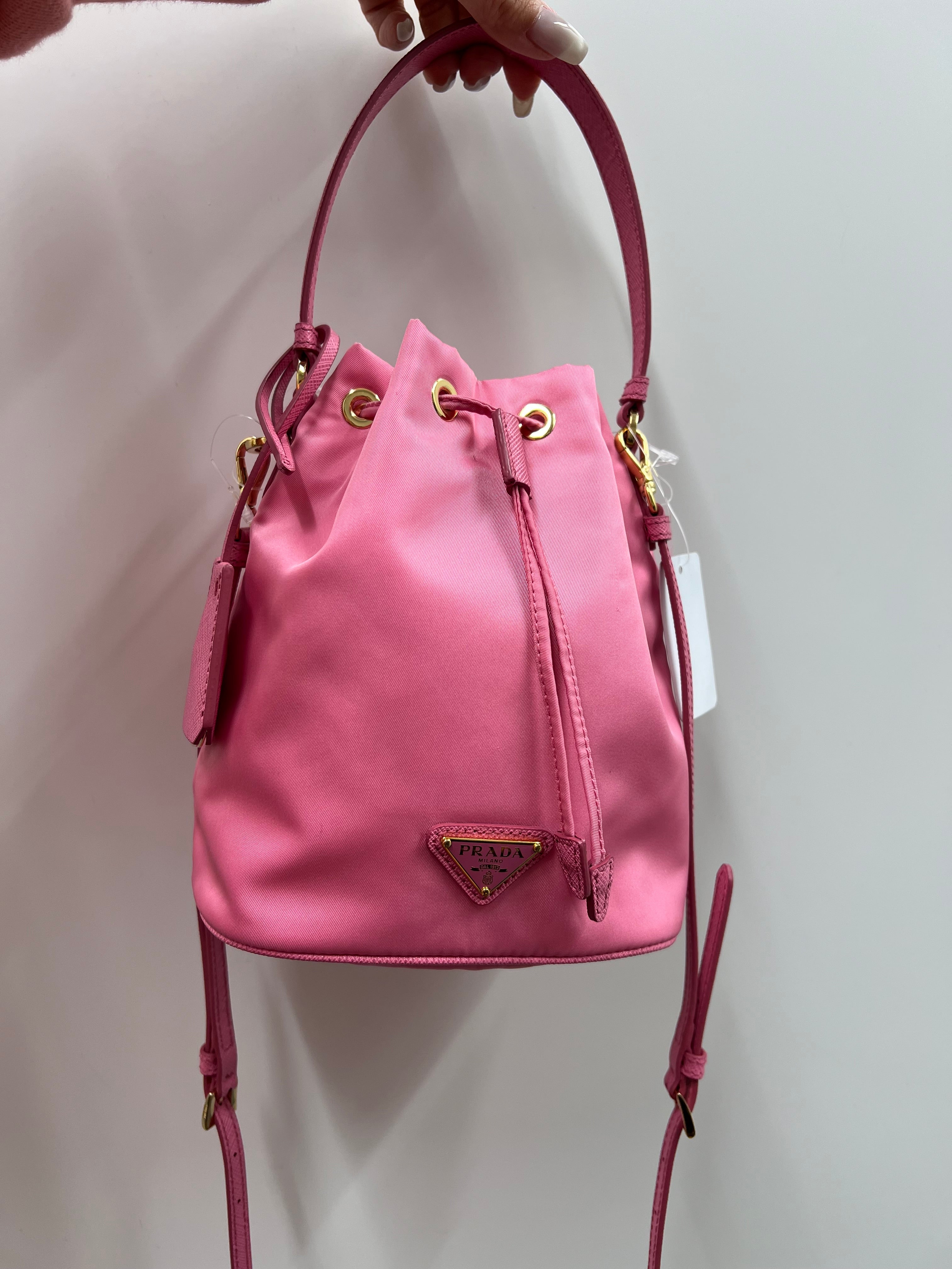 PRADA 1978 2 Way Shoulder Bag Re-Nylon/Leather Pink GHW B1010E2BXP