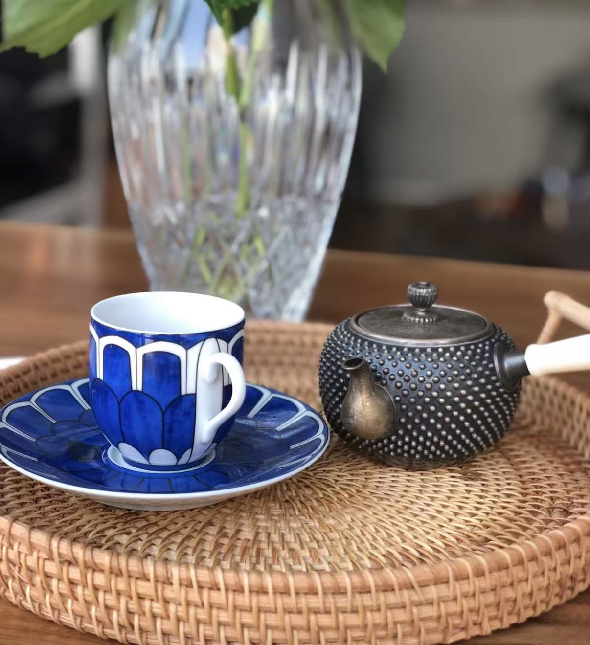 Hermès "Bleus d'Ailleurs" Coffee Cup & Saucer Set