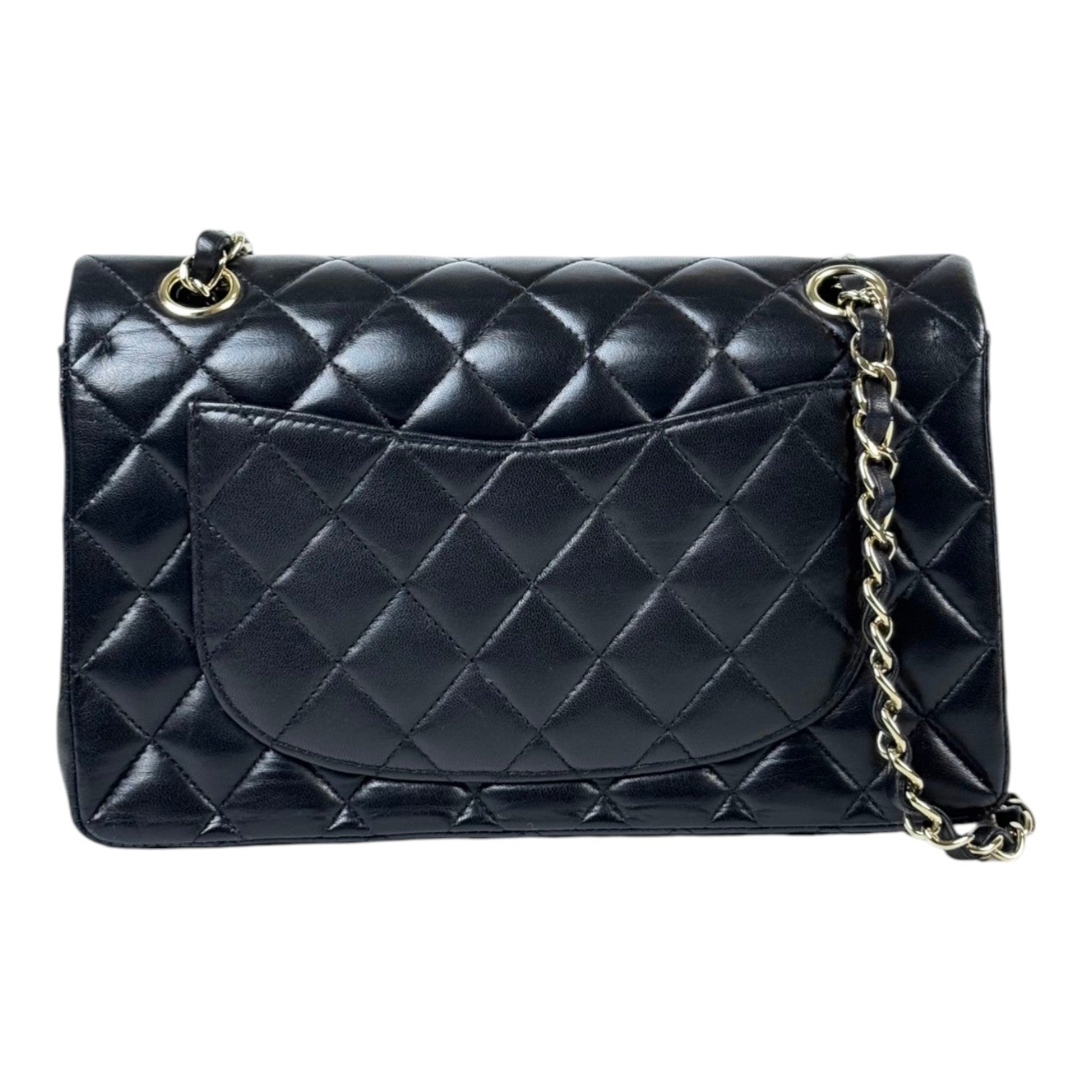 Chanel Classic Flap Small Bag in Black Lambskin - Full Set