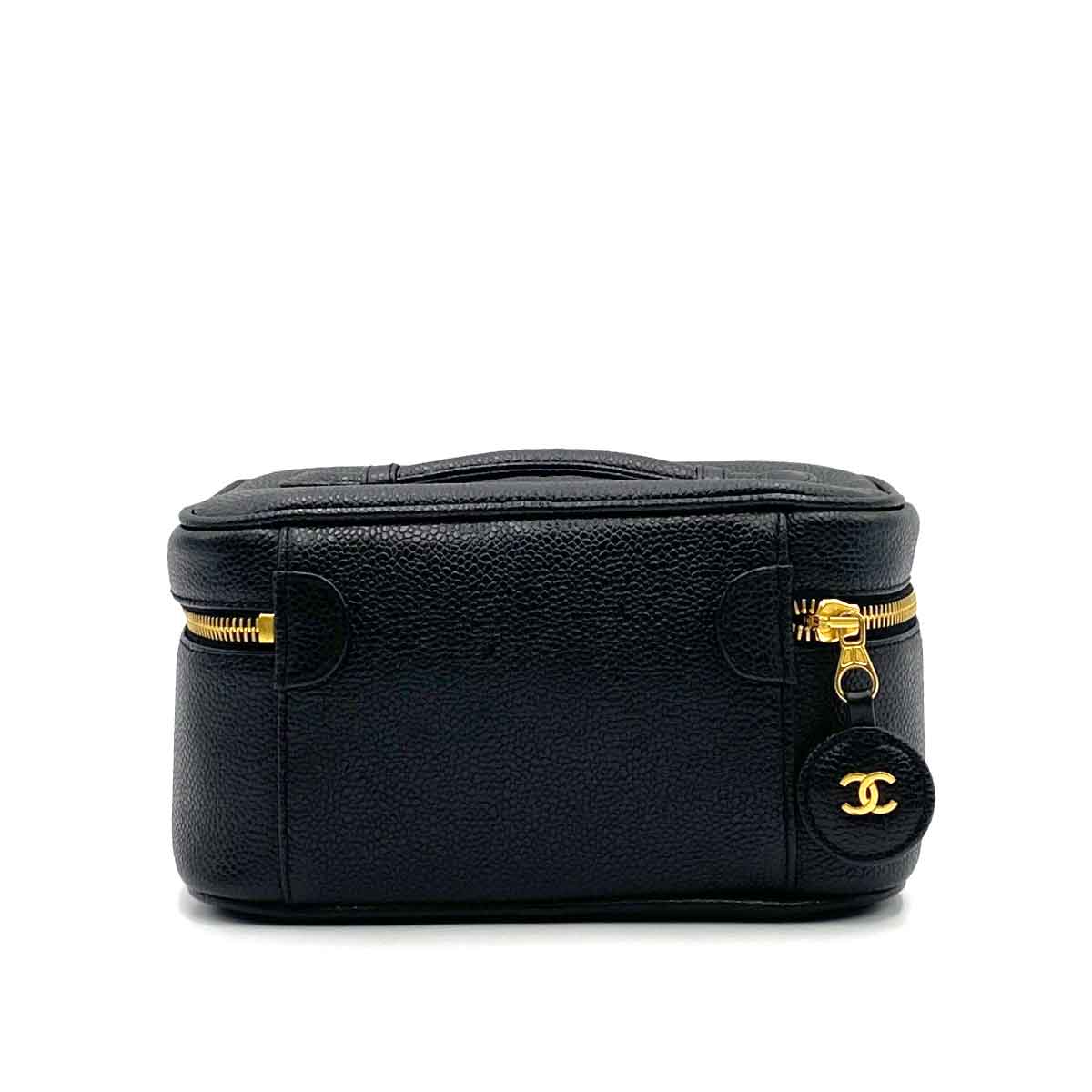 AUCTION Chanel Vintage Flat Vanity Black Caviar GHW 90236246