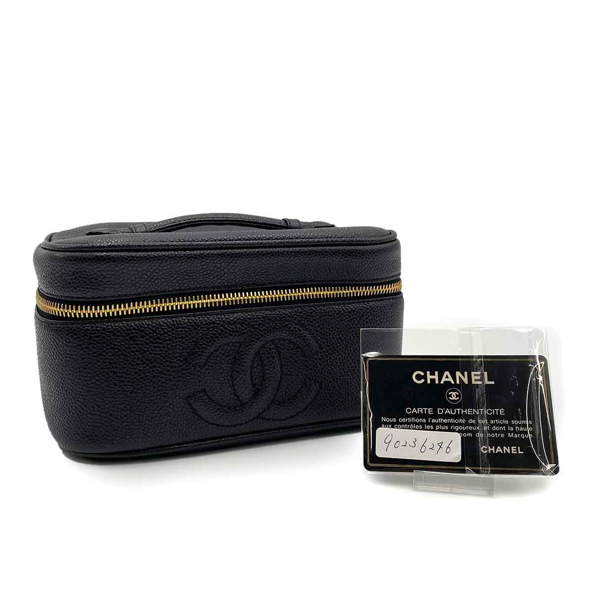 AUCTION Chanel Vintage Flat Vanity Black Caviar GHW 90236246