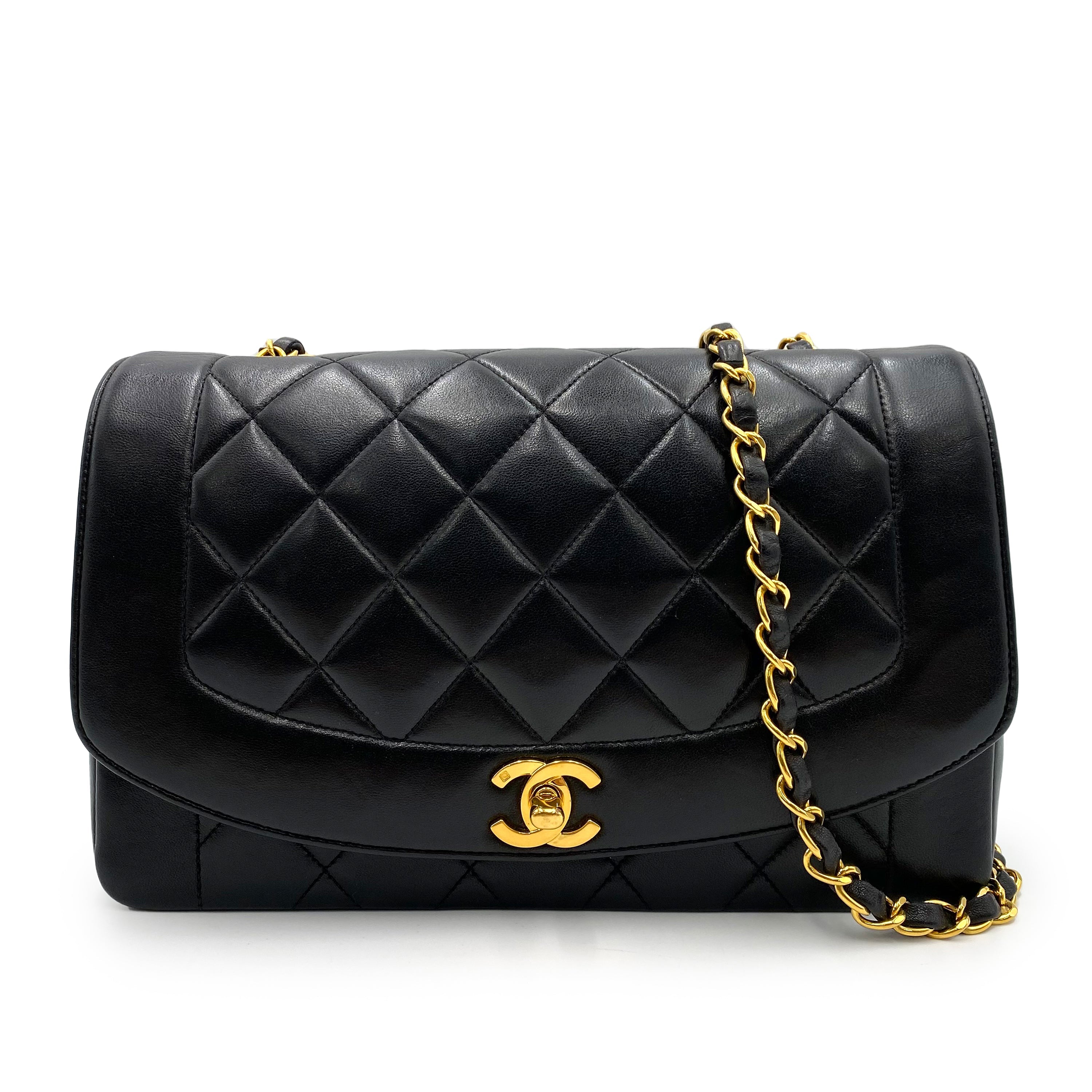 Chanel Vintage Diana Medium Black Lambskin GHW #3 90238796