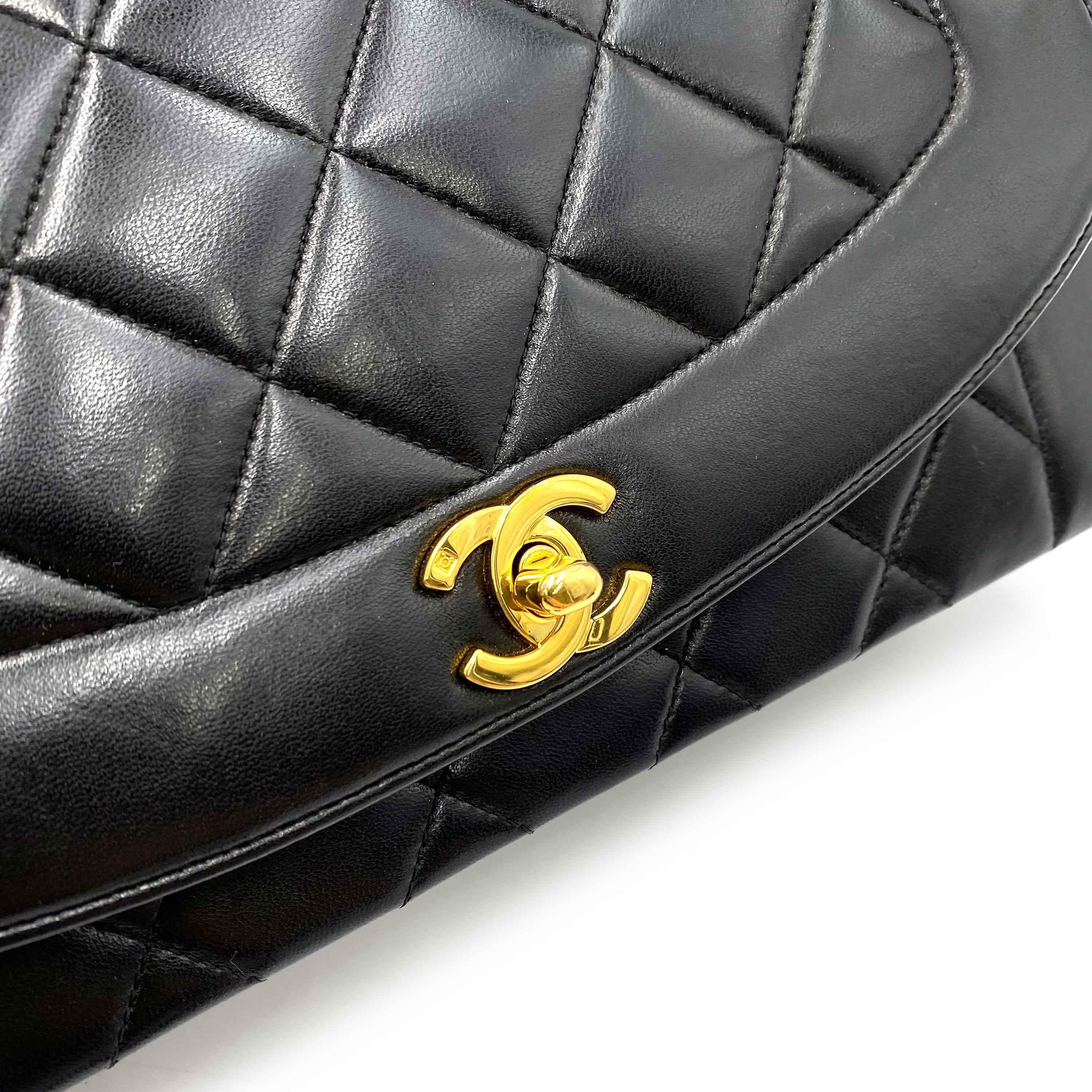 Chanel Vintage Diana Medium Black Lambskin GHW #3 90238796