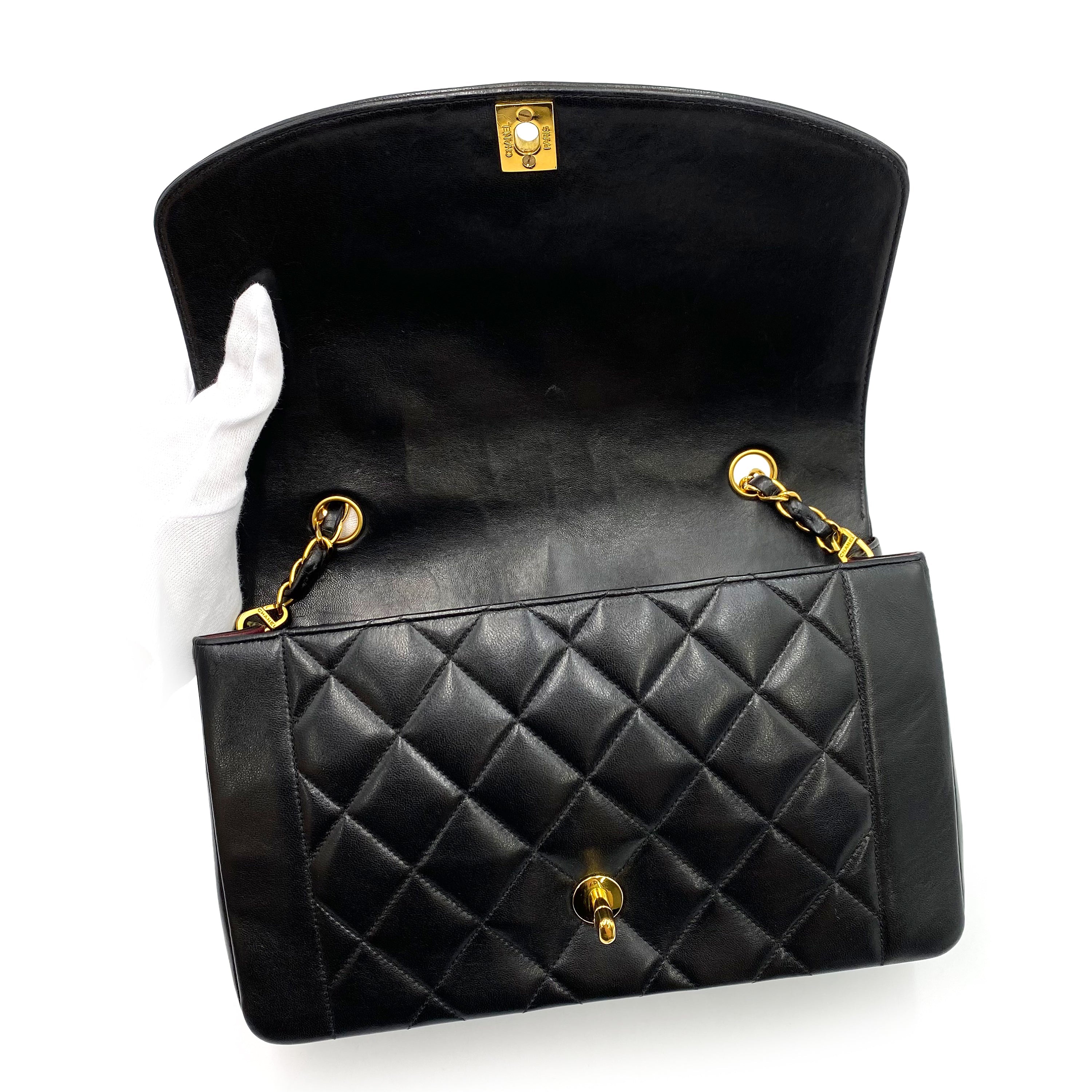 Chanel Vintage Diana Medium Black Lambskin GHW #3 90238796