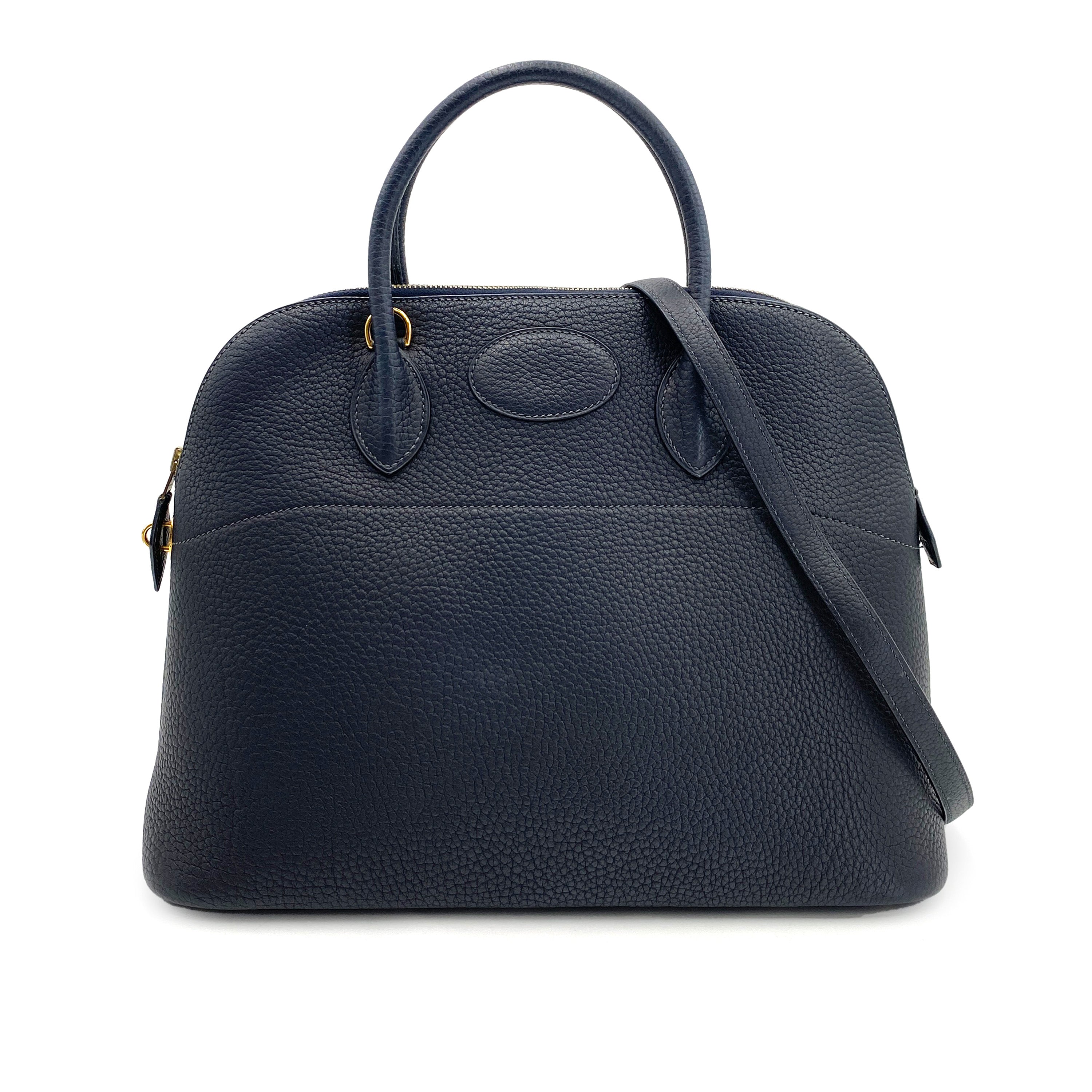 AUCTION HERMES BOLIDE 37 BLUE INDIGO FJORD HAND SHOULDER BAG □G