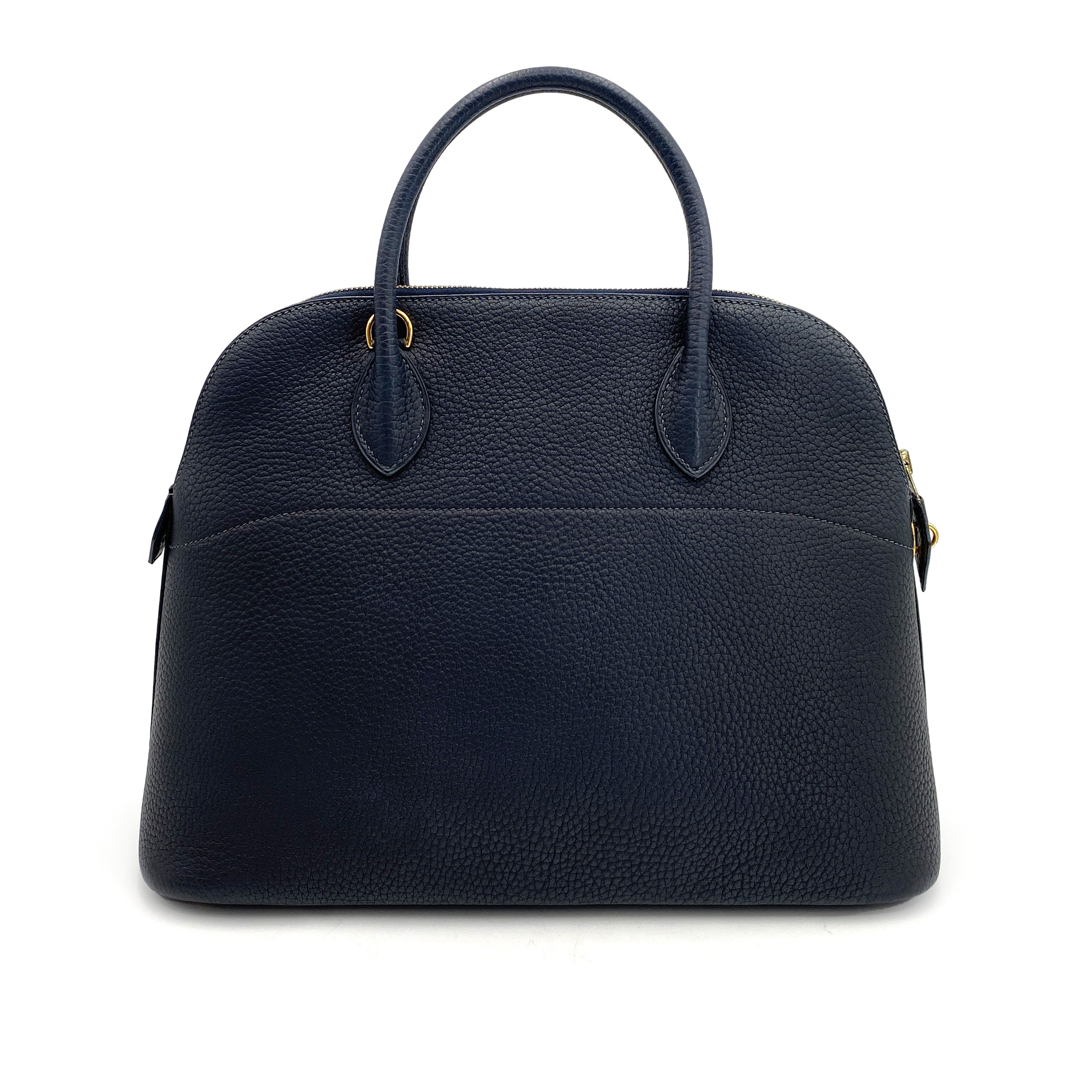 AUCTION HERMES BOLIDE 37 BLUE INDIGO FJORD HAND SHOULDER BAG □G