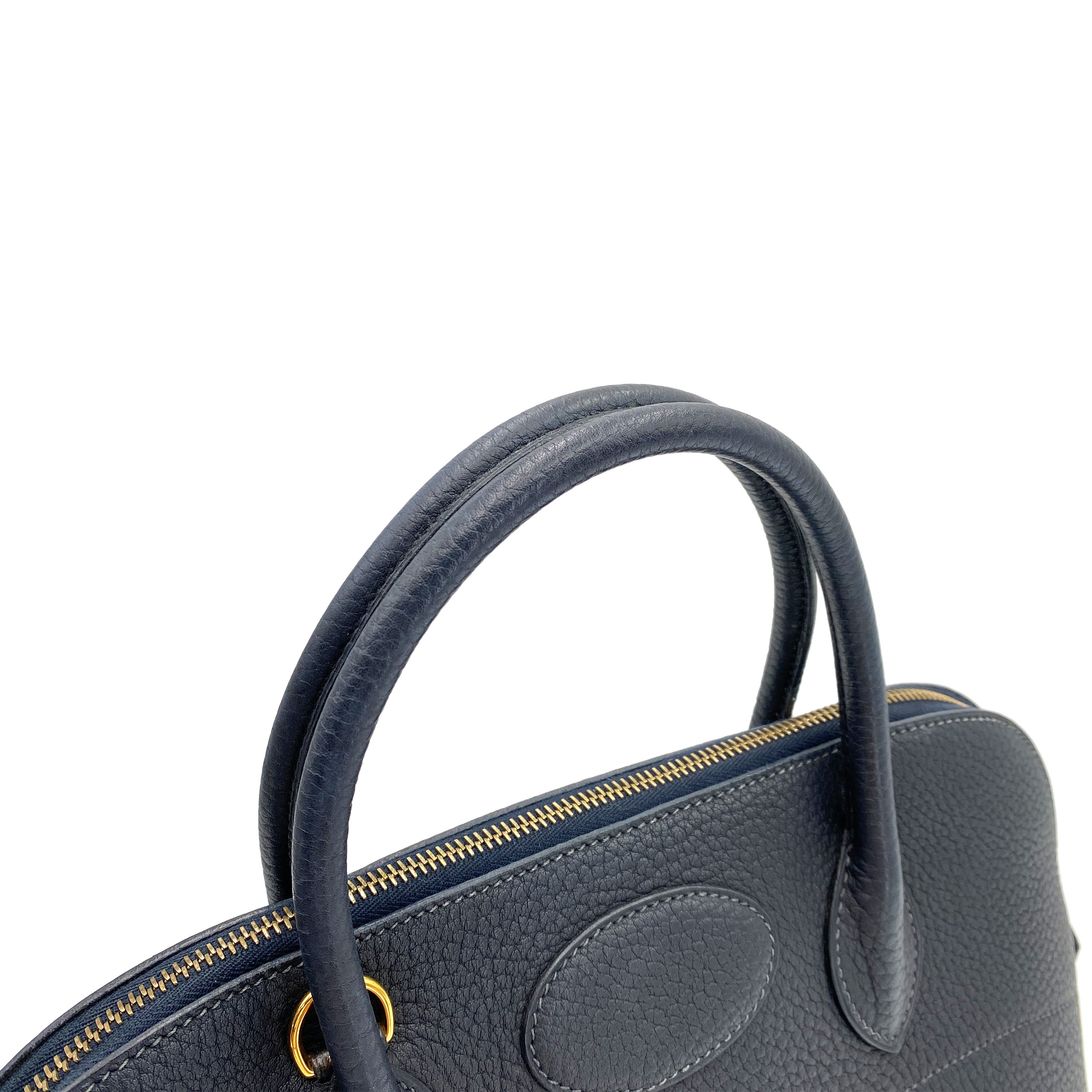 AUCTION HERMES BOLIDE 37 BLUE INDIGO FJORD HAND SHOULDER BAG □G