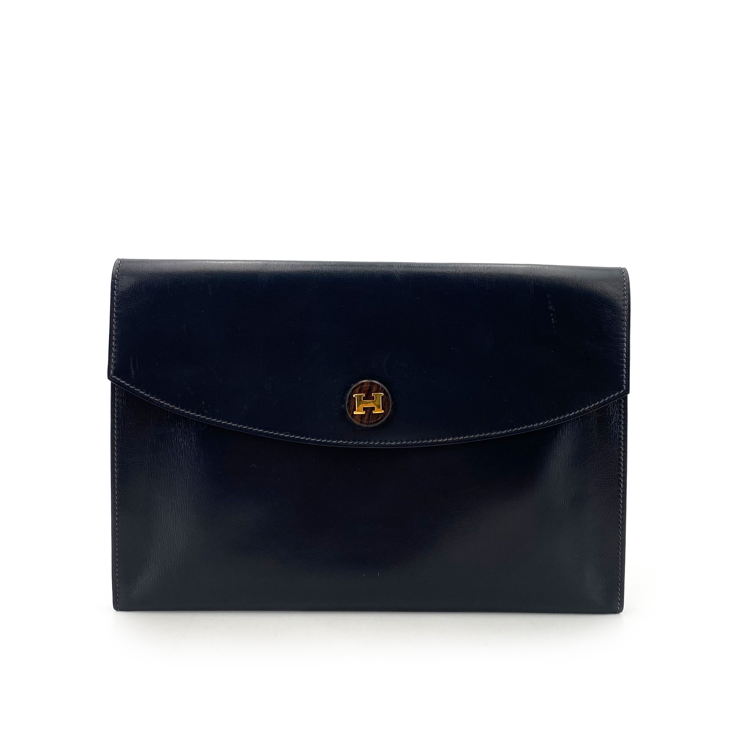 *AUCTION* Hermès Vintage Pochette Rio Navy Boxcalf #R 90242657