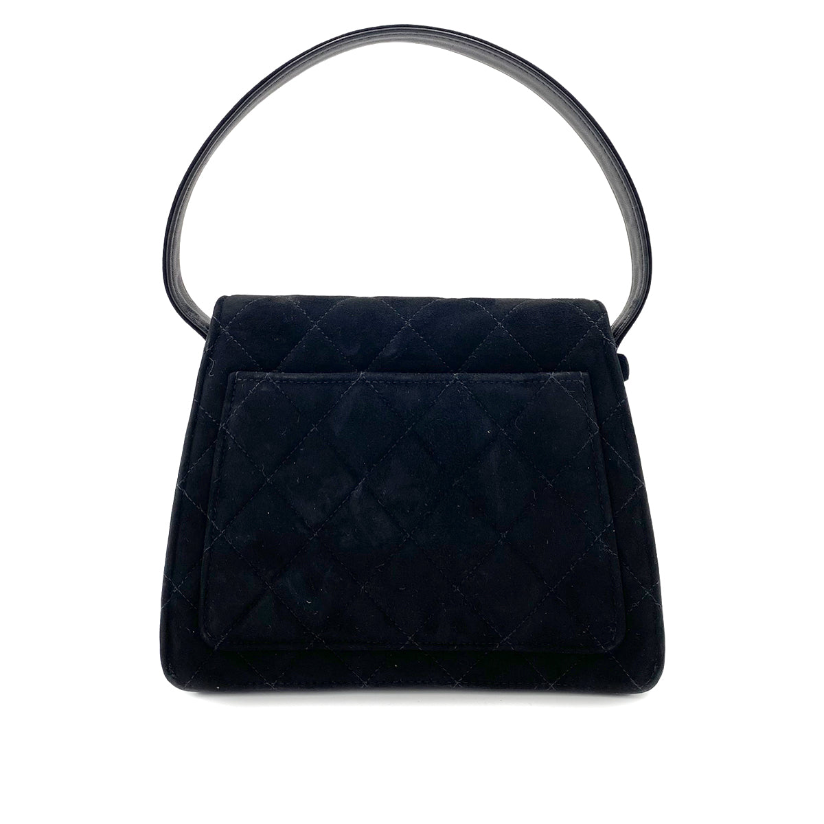 CHANEL VINTAGE MATELASSE HAND BAG BLACK SUEDE 90242973