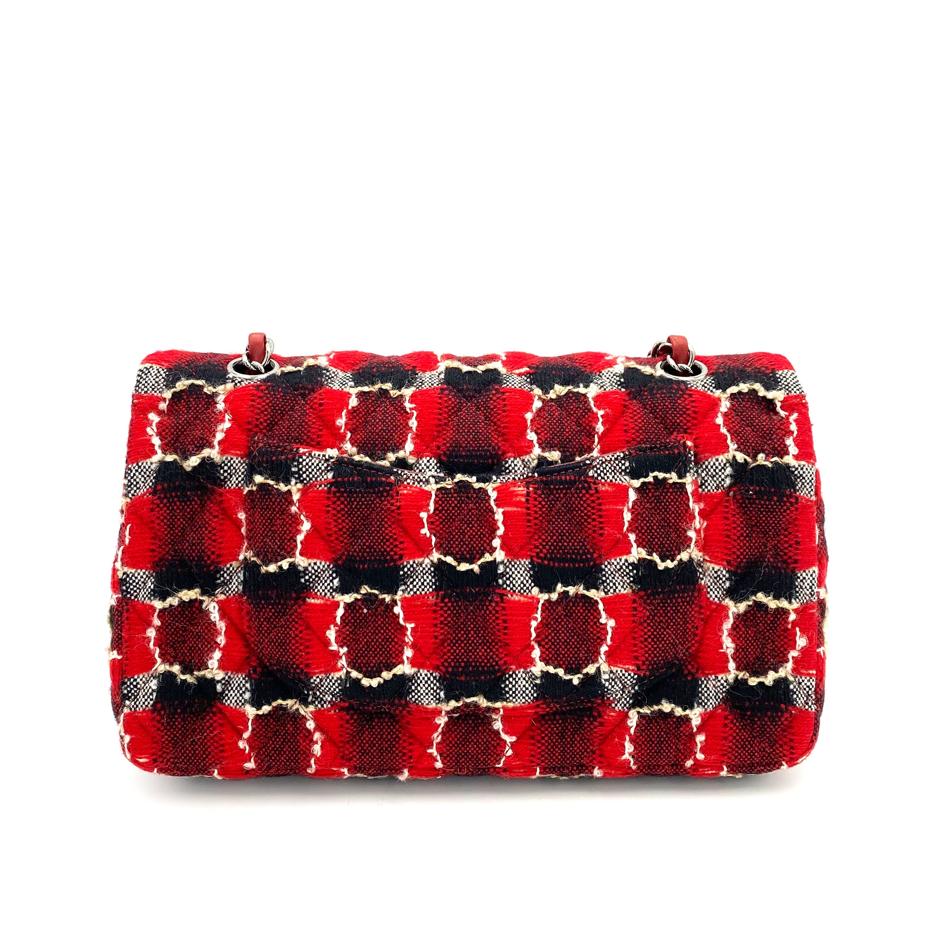 Chanel Classic Flap Medium Tweed (Red / Black) SHW #18 90243236