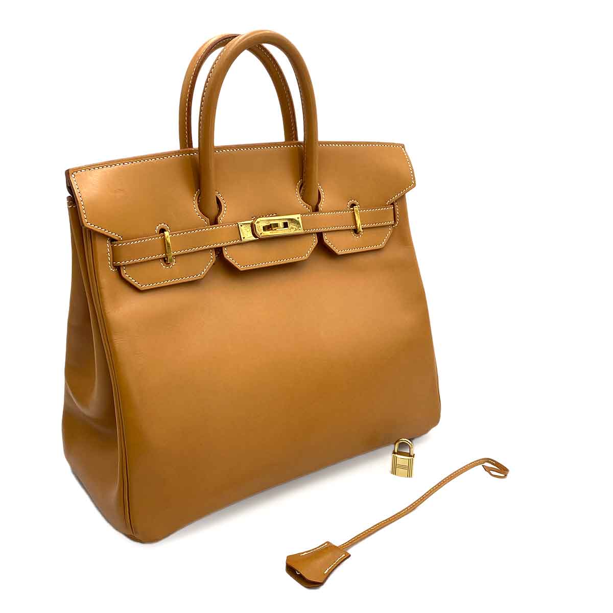 AUCTION HERMES HAUT A COURROIES 32 NATURAL VASH HUNTER HAND BAG □C