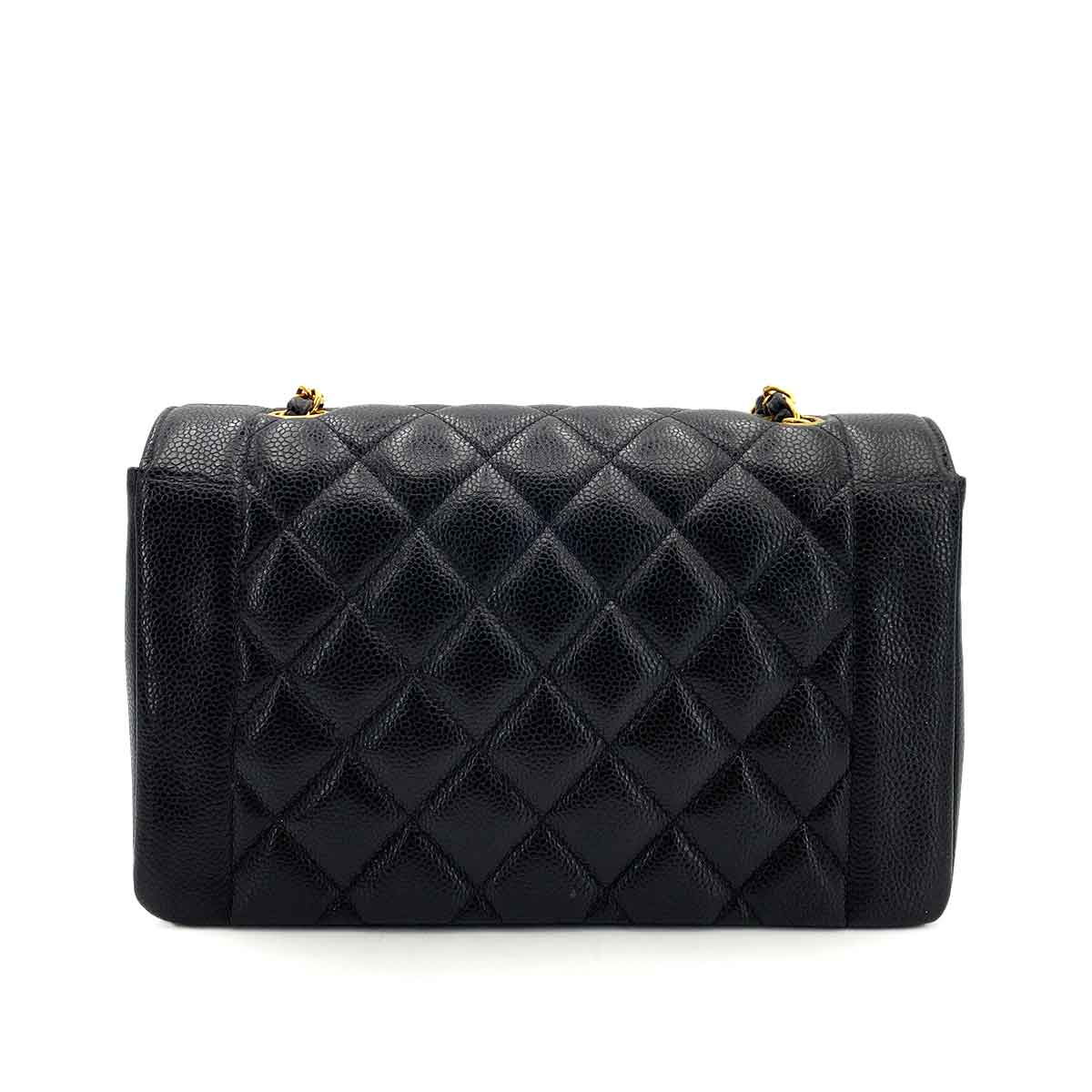 CHANEL VINTAGE DIANA MEDIUM CHAIN SHOULDER BAG BLACK LAMB SKIN  90245042