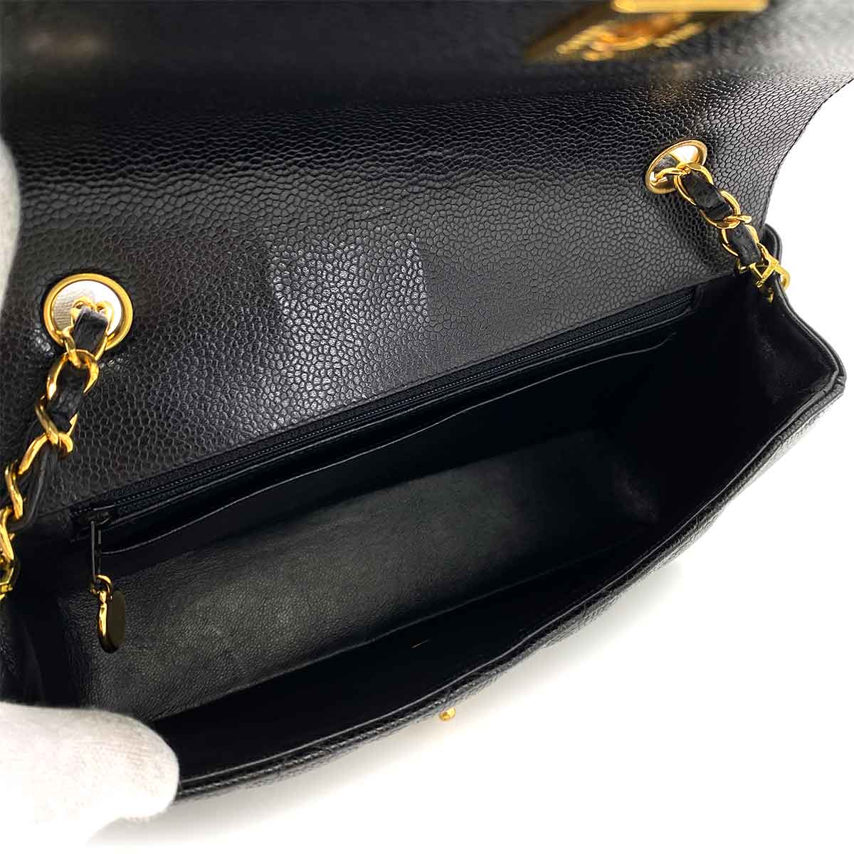 CHANEL VINTAGE DIANA MEDIUM CHAIN SHOULDER BAG BLACK LAMB SKIN  90245042