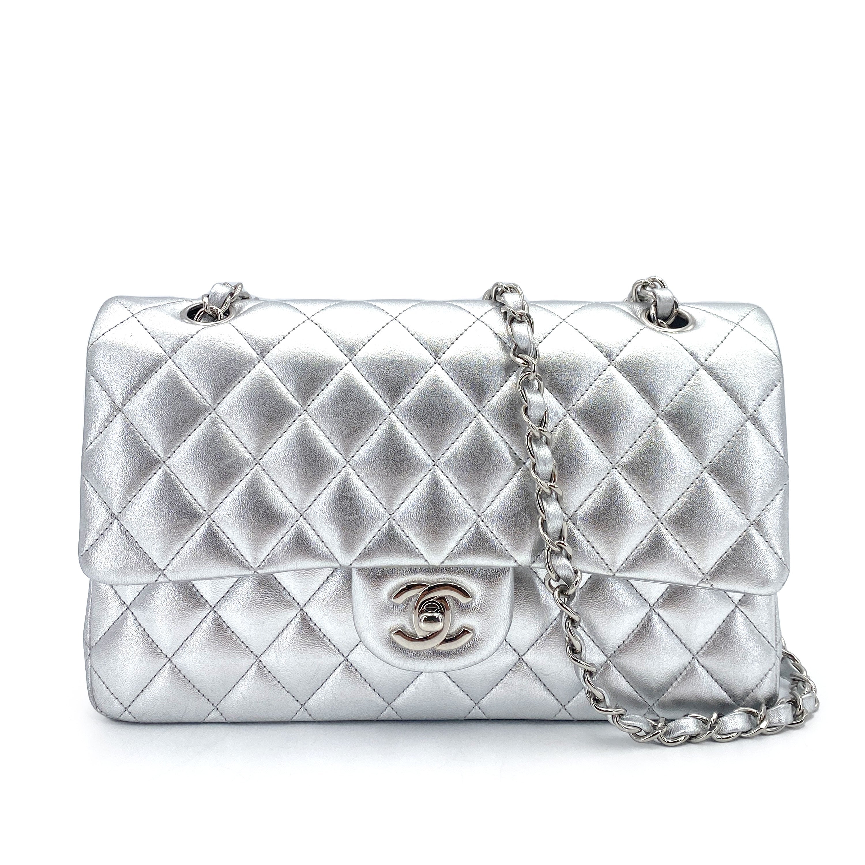 Chanel Classic Flap Medium Metallic Silver Lambskin SHW #13 90245570