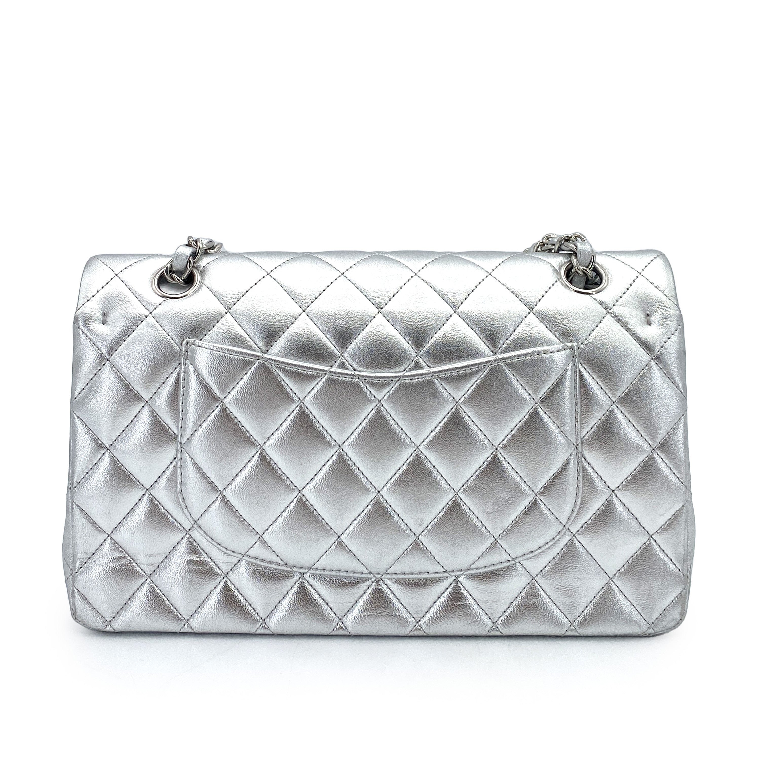 Chanel Classic Flap Medium Metallic Silver Lambskin SHW #13 90245570