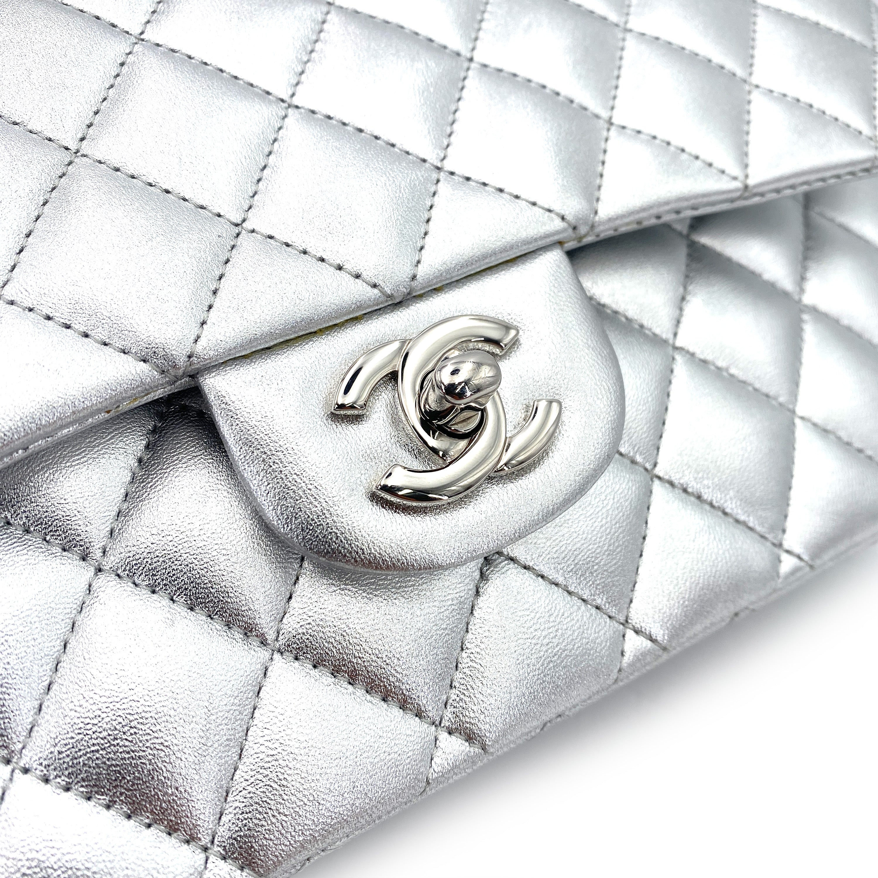 Chanel Classic Flap Medium Metallic Silver Lambskin SHW #13 90245570