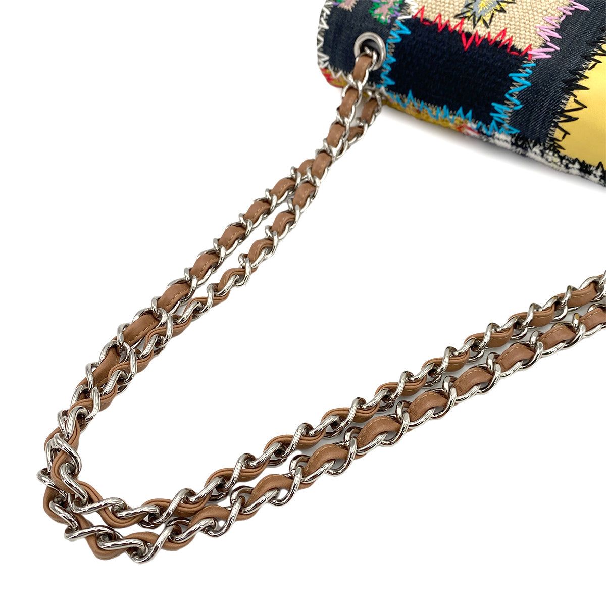 CHANEL CHAIN SHOULDER BAG PATCHWORK MULTICOLOR CANVAS LEATHER 90246352